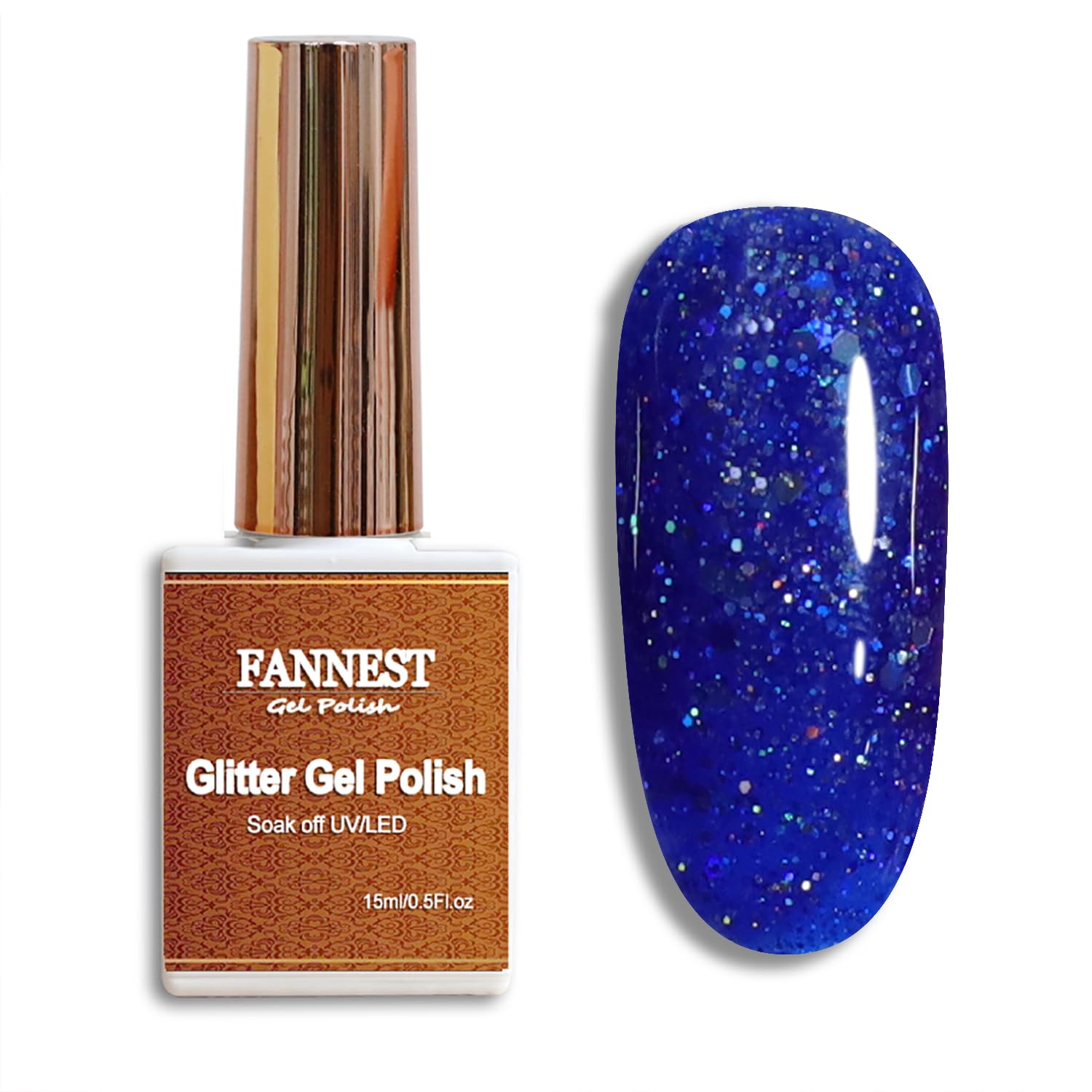 Blue Diamond Glitter Gel Nail Polish - Holographic Soak Off UV/LED Gel for Trendy Summer Nail Art | DIY Manicure Kit for Women & Girls | Perfect for Parties, Weddings & Special Occasions