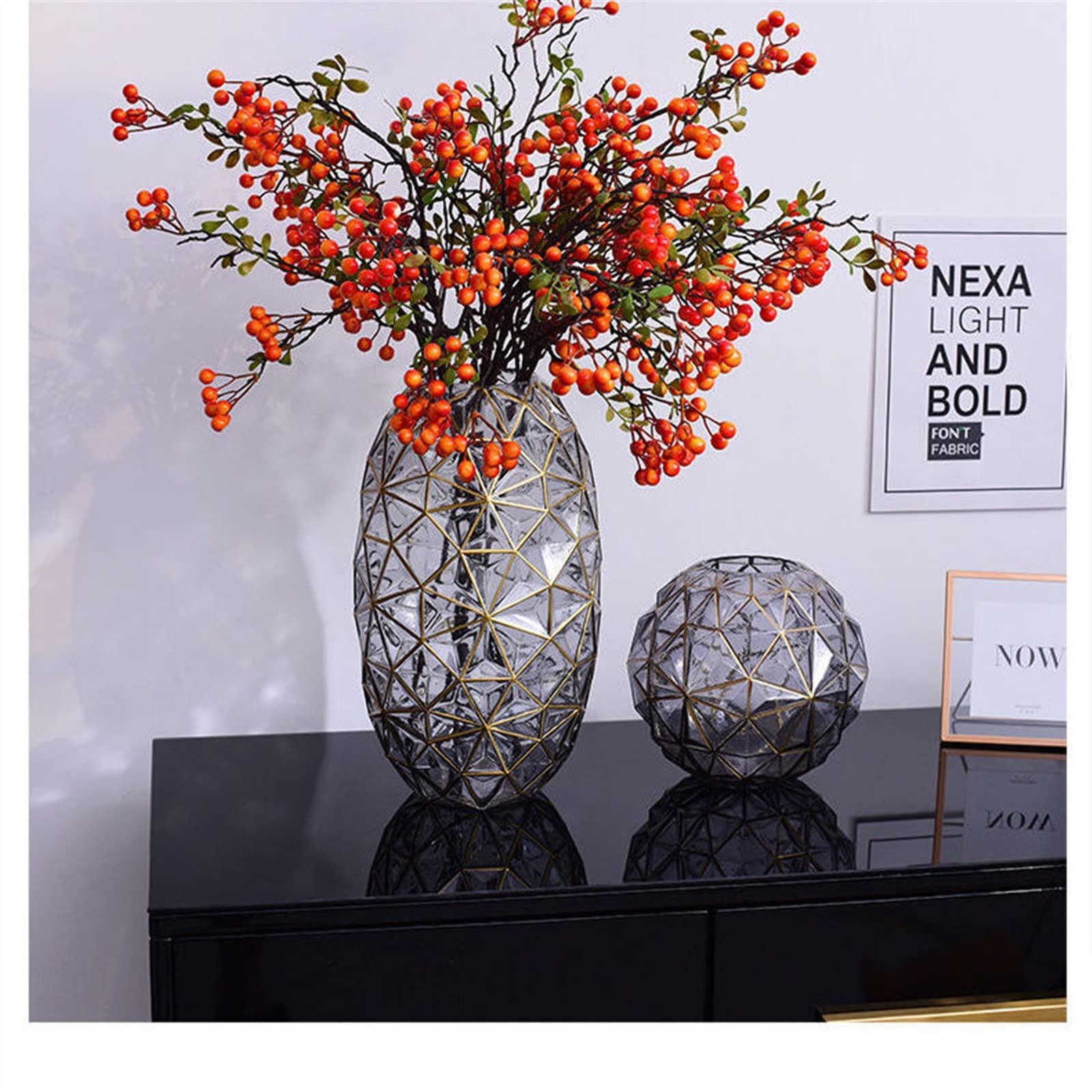 TOMYEUS 2-Piece Abstract Gold-Painted Glass Vase Set - Modern European Style Luxury Home Decor for Living Room, Dining Table, Wedding Centerpiece & Flower Arrangement (B-2PCS) - Elegant Interior Design Accessories for Housewarming Gifts & Holiday Decor