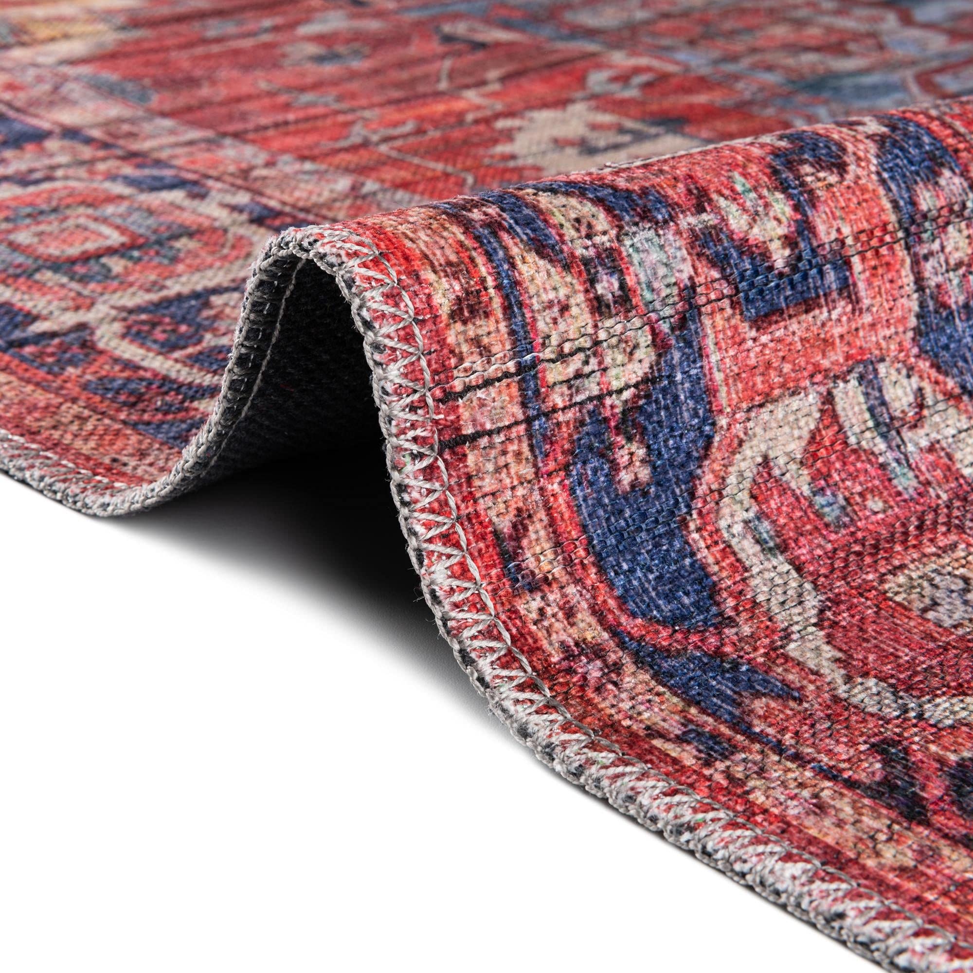 Washable Low-Pile Area Rug 8x10 Feet - Rust Red Modern Maahru Collection by Rugs.com | Perfect for Living Rooms, Dining Rooms & Open Floor Plans | Pet-Friendly & Easy-Clean Home Decor