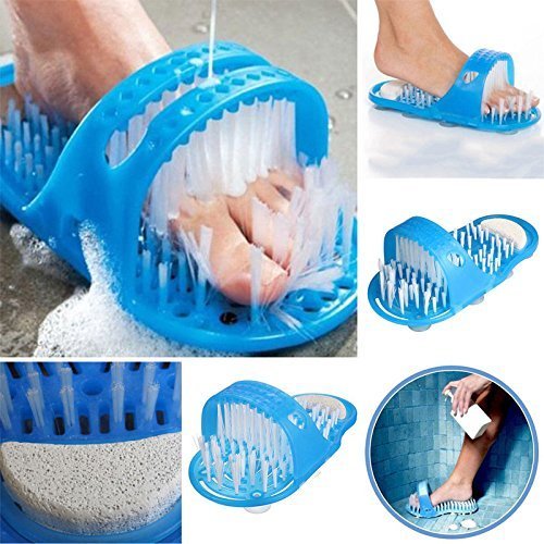 Xtore Foot Cleaning Shower Slippers with Suction Cups - Exfoliating Pumice Stone for Pedicure & Dead Skin Removal - Perfect for Bath, Spa & Home Foot Care (1 Pair)