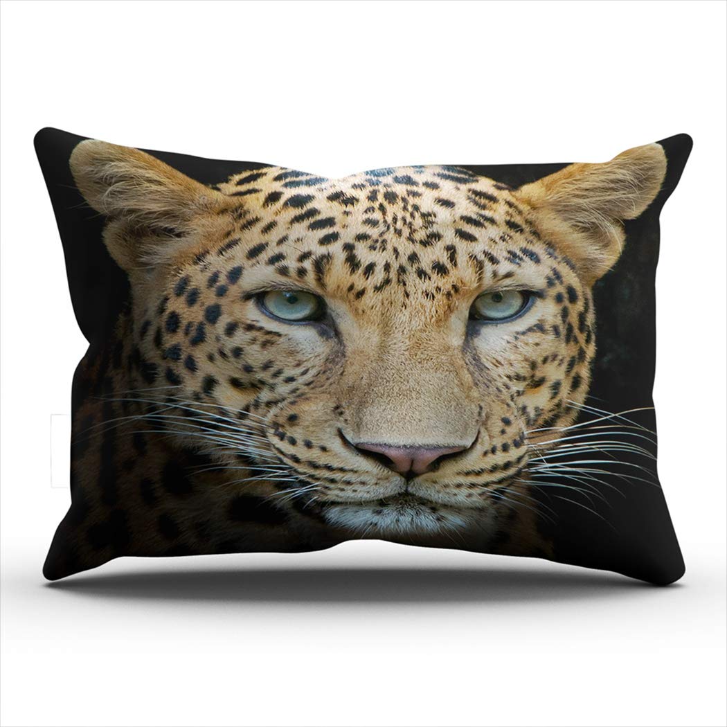 Premium Leopard Print King Size Pillowcase 20x36 Inch - Wildlife Nature Inspired Decorative Throw Pillow Cover for Sofa, Bedroom & Home Decor