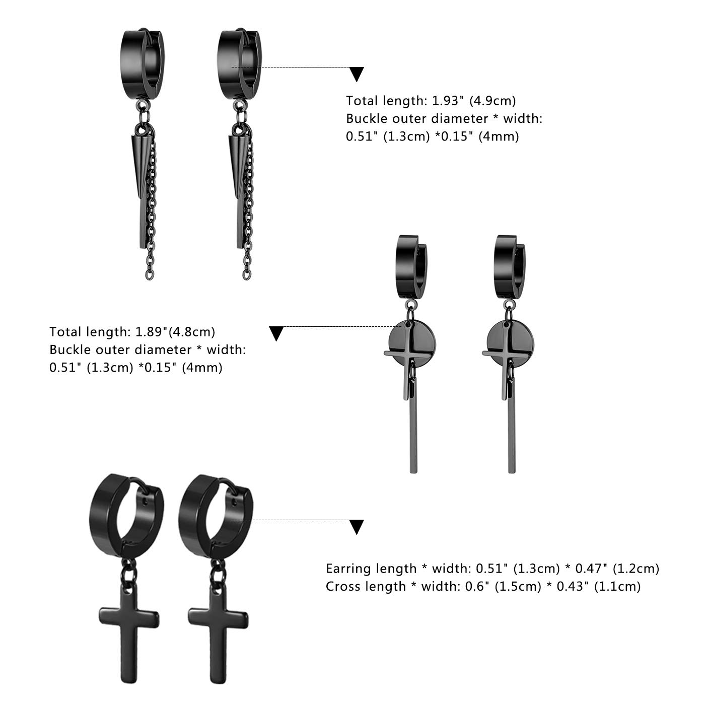 Aroncent 6 Pairs Stainless Steel Small Hoop Earrings for Men & Women - Fake Gauges & Spike Earrings Set | Hypoallergenic, Lightweight & Durable | Perfect for Everyday Wear, Parties & Gifts