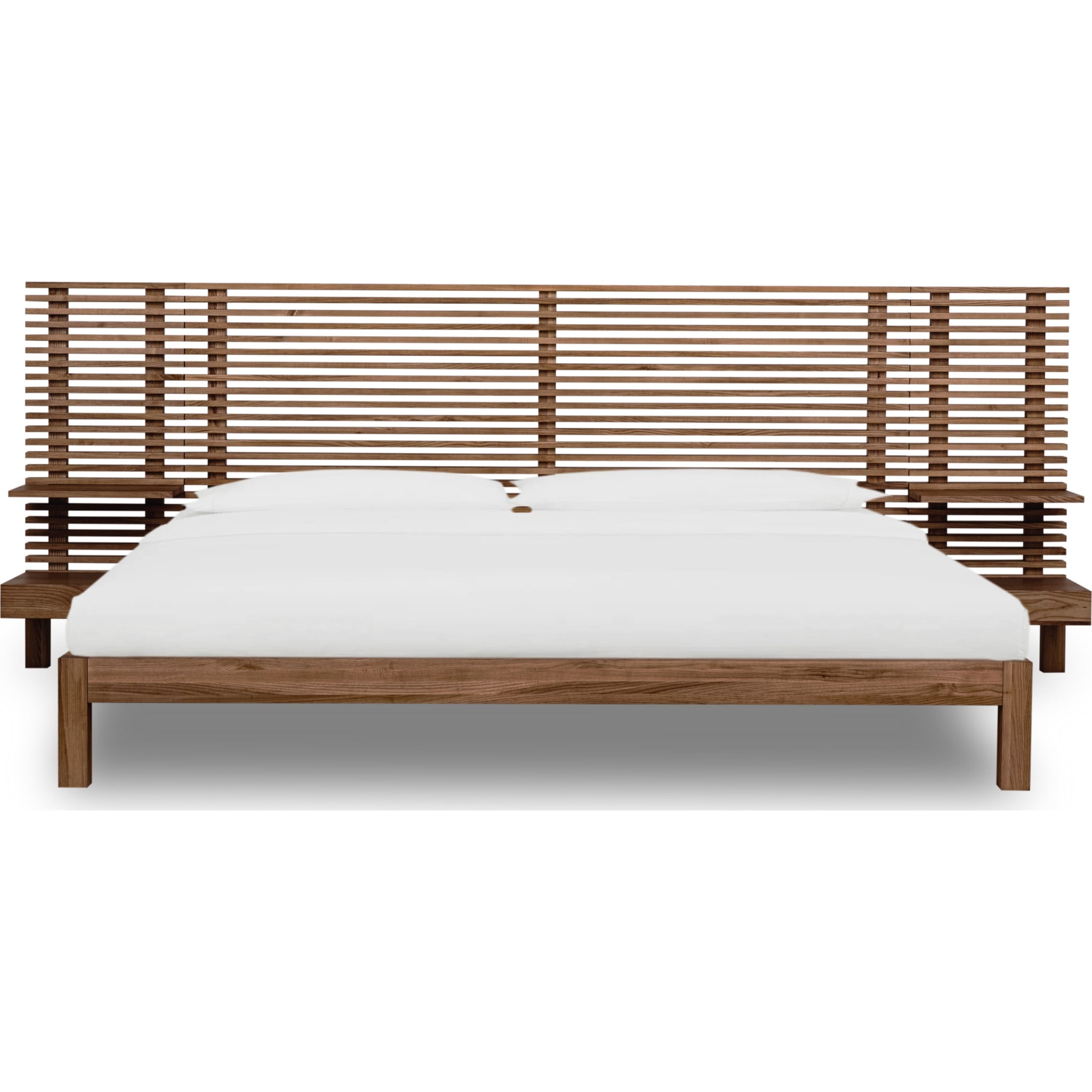 Tanner Solid Ash Wall Bed with Integrated Nightstands in Roux - Space-Saving Murphy Bed for Small Apartments, Guest Rooms & Studio Living