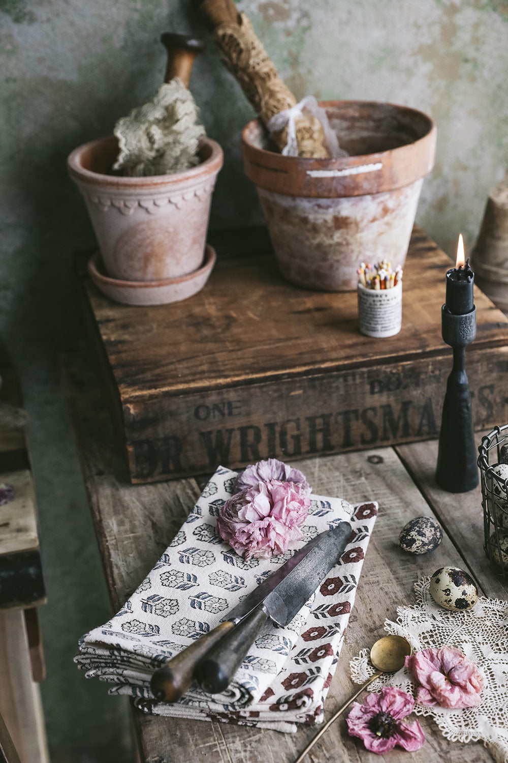 Hand Block Printed Floral Cotton Napkins - Set of 6 - Eco-Friendly Table Linens for Dinner Parties, Weddings & Home Decor