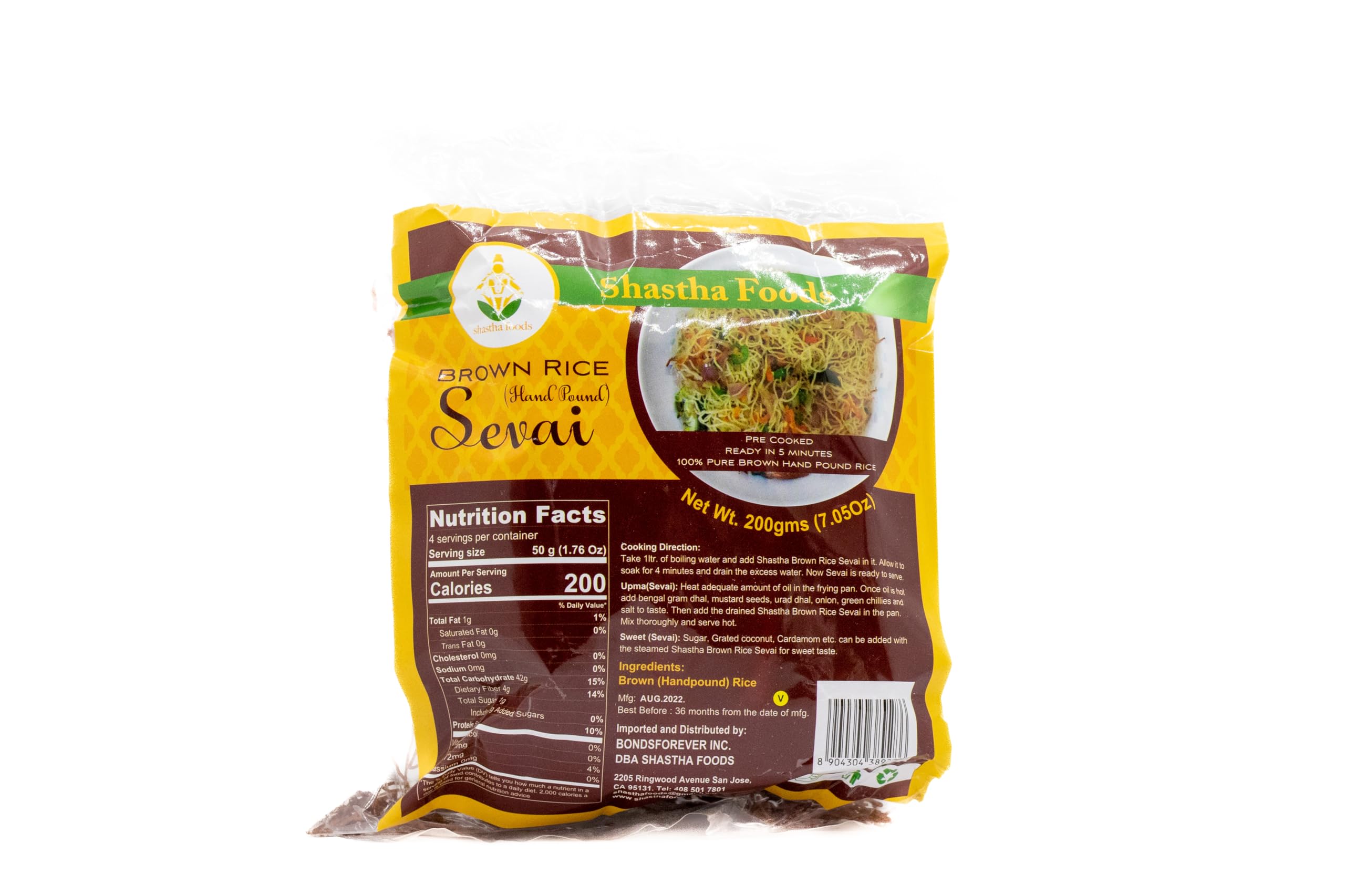 Shastha Rice Sevai Combo Pack A - 4 Varieties (Red Rice, Multigrain, Ragi & Brown Rice) - 200g Each - Healthy Indian Noodles for Breakfast, Lunch & Dinner - Perfect for Vegan & Gluten-Free Diets