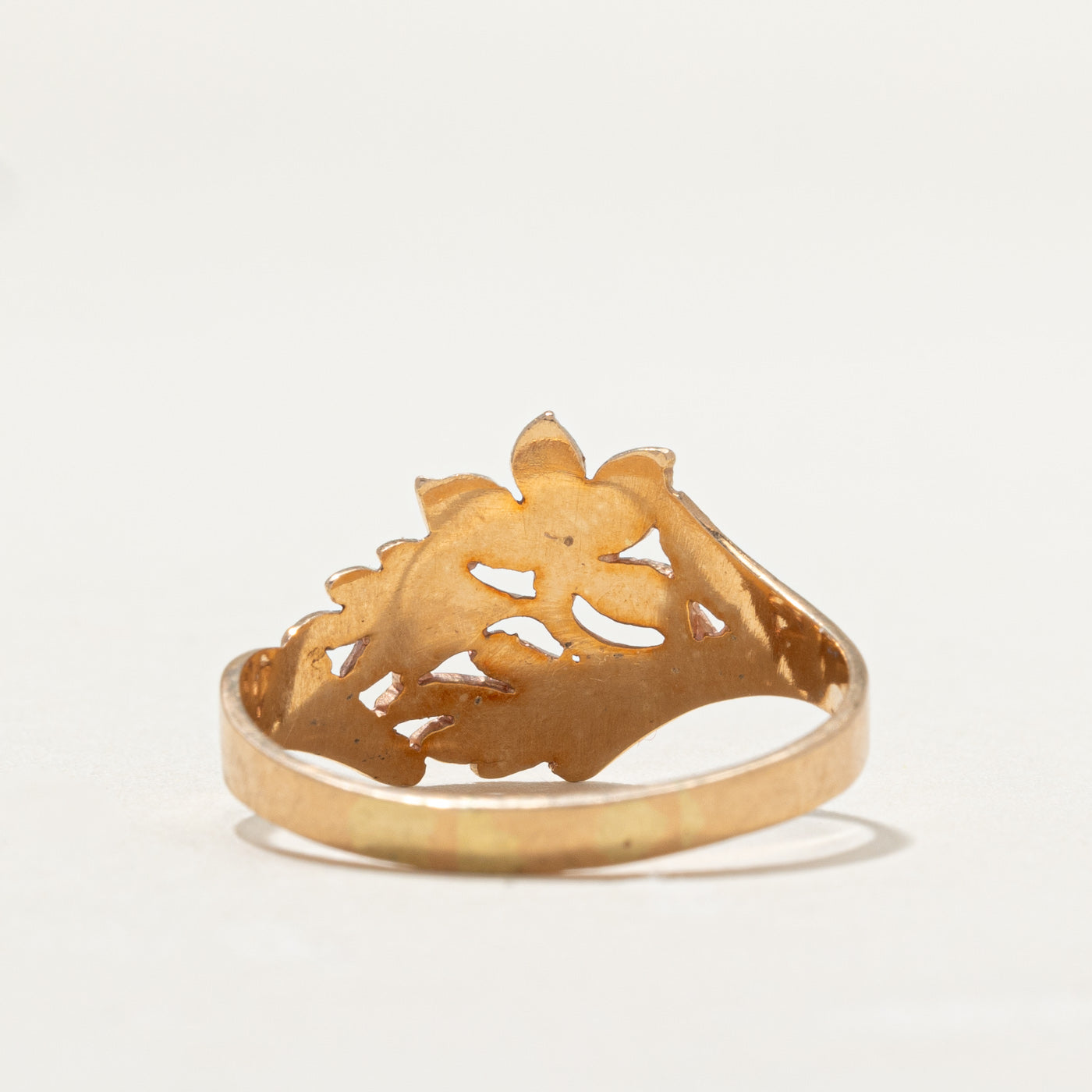 14K Rose Gold Floral Design Tapered Ring for Women - Size 12 | Elegant Stackable Band for Wedding, Anniversary & Everyday Wear