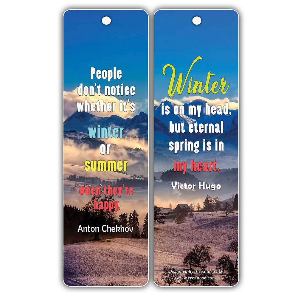 Creanoso 30-Pack Winter Inspirational Bookmark Cards with Motivational Quotes - Perfect Stocking Stuffers for Book Lovers, Bibliophiles & Book Clubs - Great for Christmas Gifts, Reading Accessories & Holiday Party Favors - Ideal for Cozy Winter Reading, Book Exchange Gifts & Literary-Themed Events