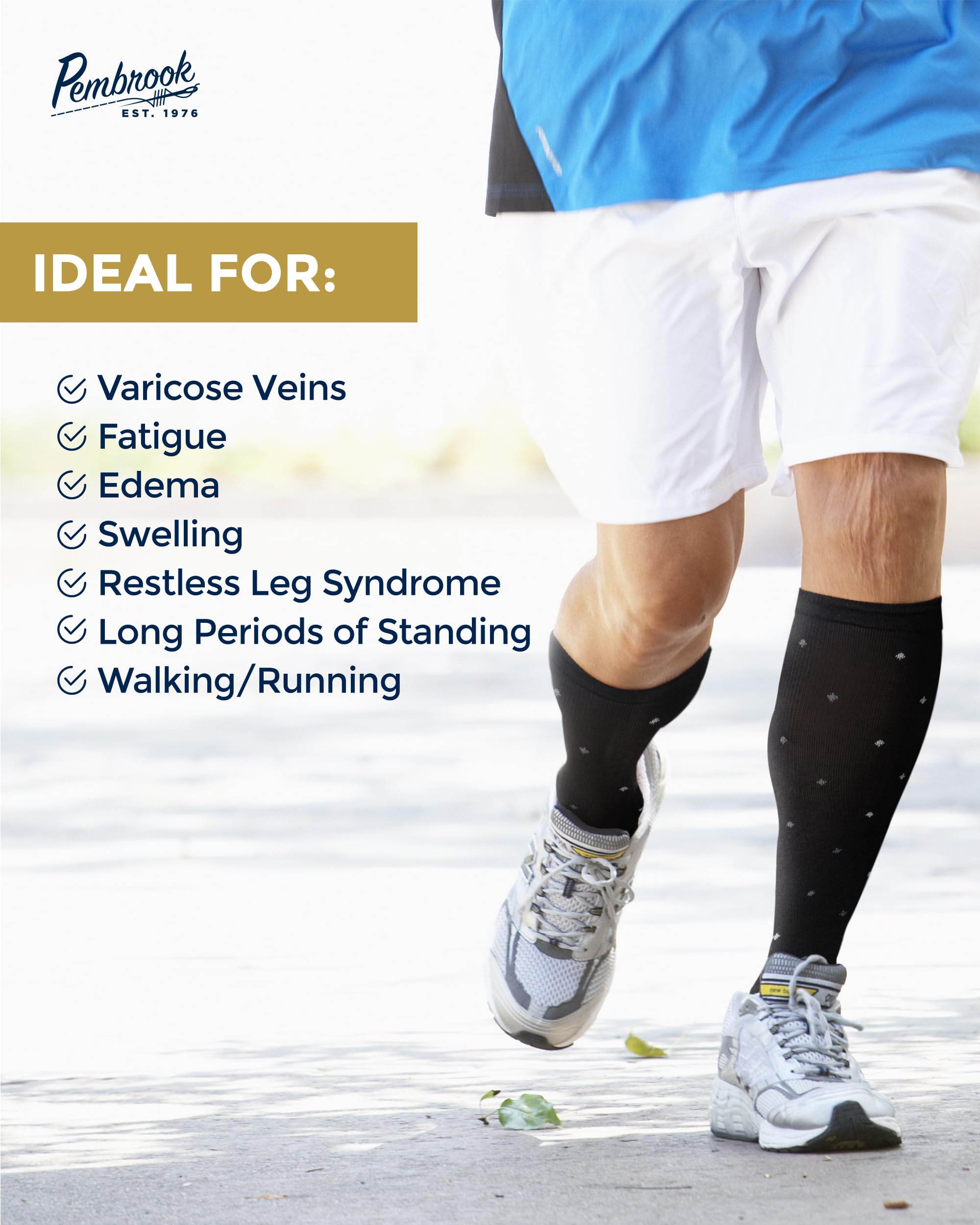 Pembrook Men's Light Compression Socks 6-Pack (8-15 mmHg Graduated Support) - Best for Running, Travel & Circulation - Comfortable Athletic Socks for Men Size 9-12