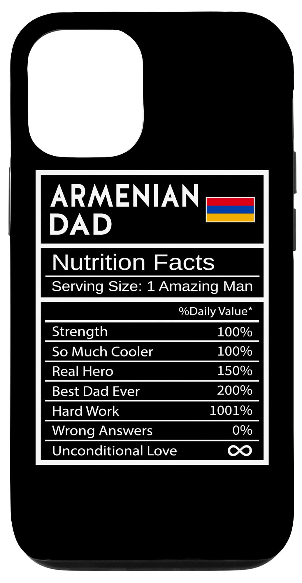 iPhone 12/12 Pro Case - Armenian Dad Nutrition Facts Design - National Pride Father's Day Gift - Perfect for Daily Use & Special Occasions