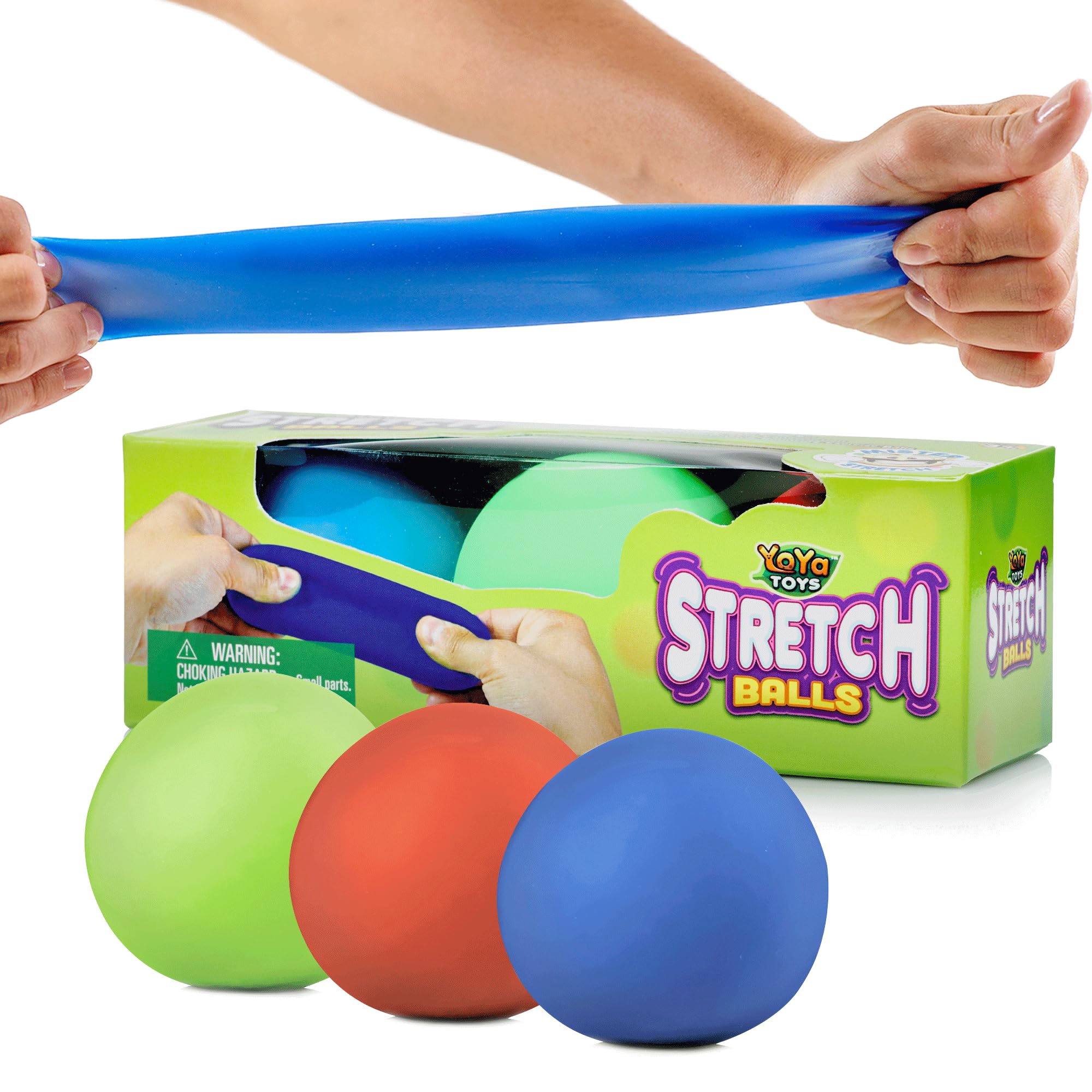 YoYa Toys Pull, Stretch and Squeeze Stress Relief Balls - Set of 3 Elastic Sensory Fidget Toys for Anxiety, Autism & Special Needs, Calming Therapy Tools for Kids & Adults - Perfect for Classroom, Office & Home Use