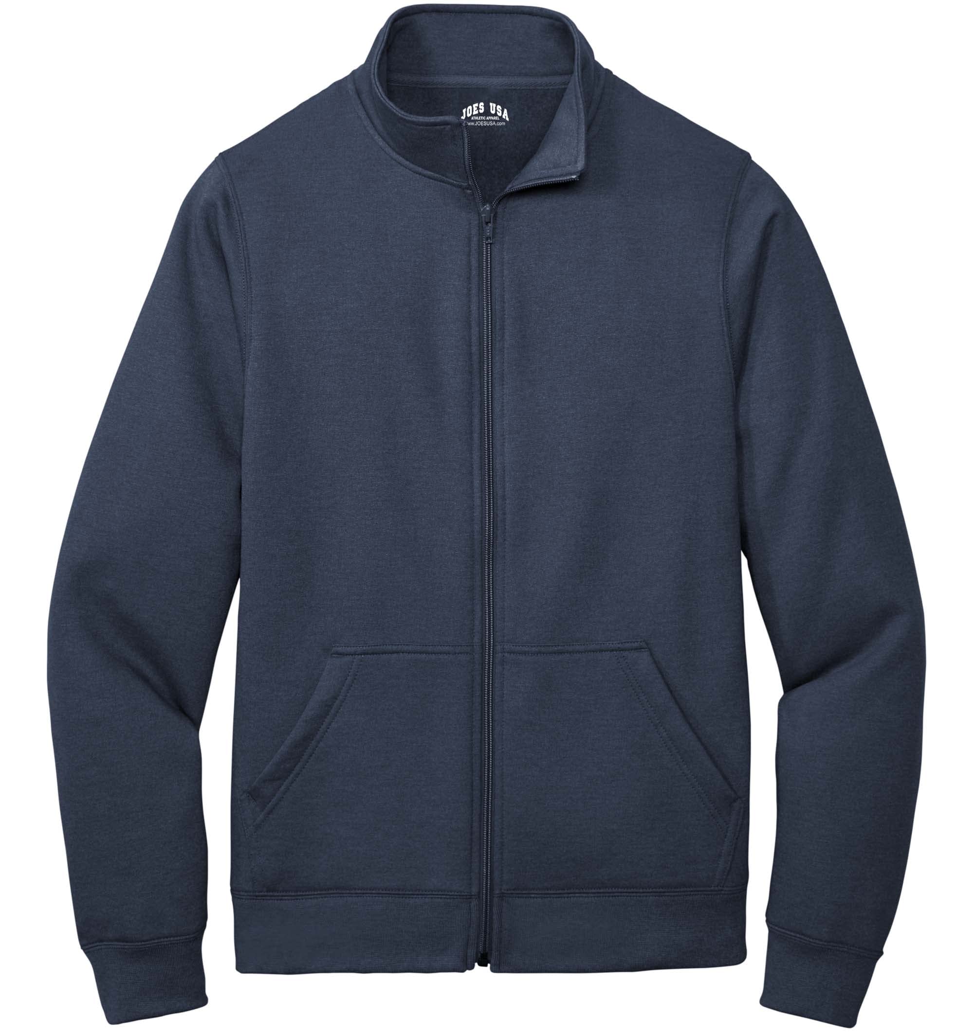Joe's USA Men's Fleece Cadet Collar Full Zip Sweatshirt - Soft Warm Pullover Jacket for Casual Wear & Outdoor Activities (Sizes S-4XL)