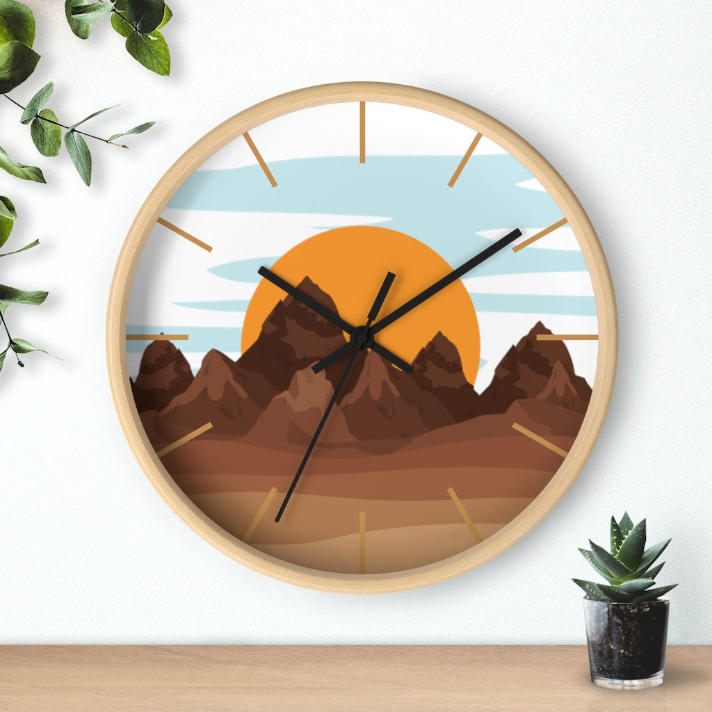 Sunrise Mountain Wall Clock - Large Modern Silent Non-Ticking Battery Operated Wall Decor for Living Room, Bedroom, Office - Perfect for Home, Office & Gift Giving
