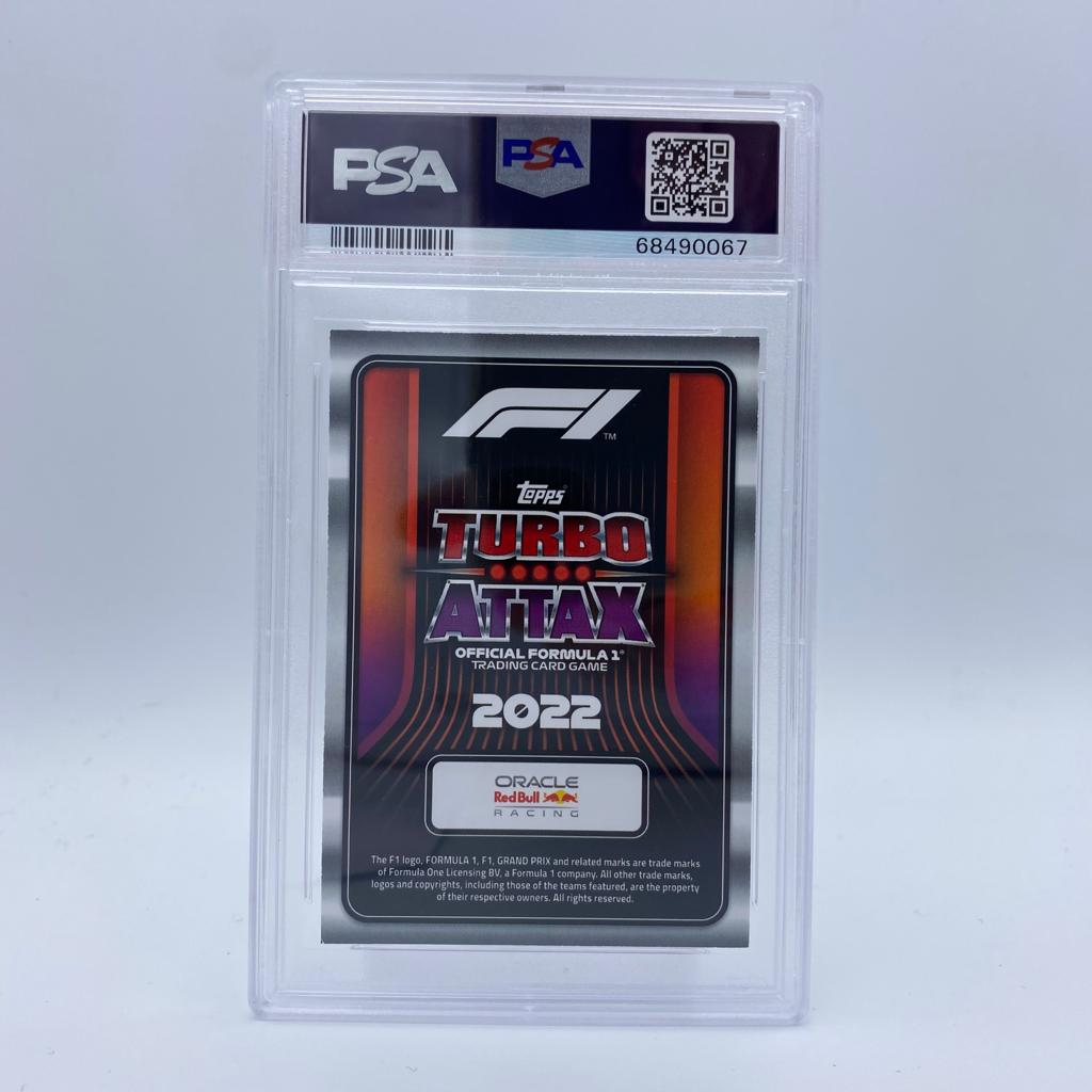 PSA 9 Graded Max Verstappen #296 Pink F1 World Champion Turbo Attax 2022 Trading Card - Perfect for F1 Collectors and Motorsport Memorabilia Enthusiasts