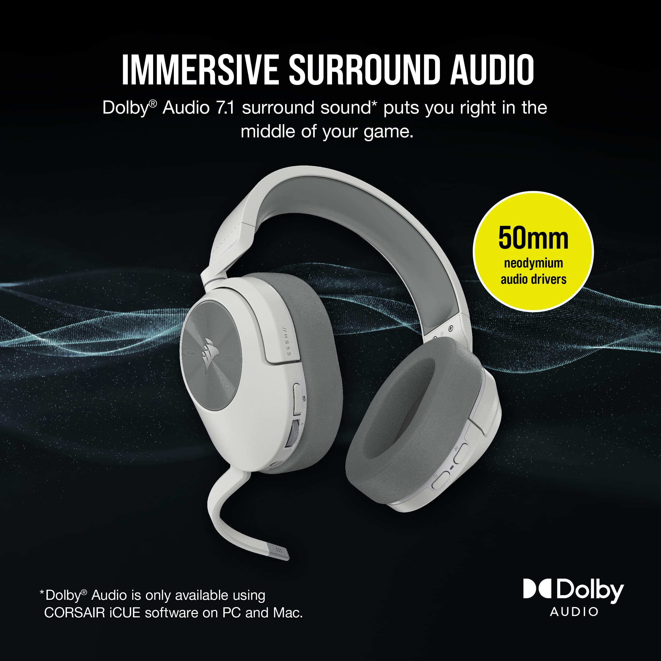 Corsair HS55 Wireless Gaming Headset - Bluetooth, Dolby 7.1 - for PC, PS5, Mobile Gaming