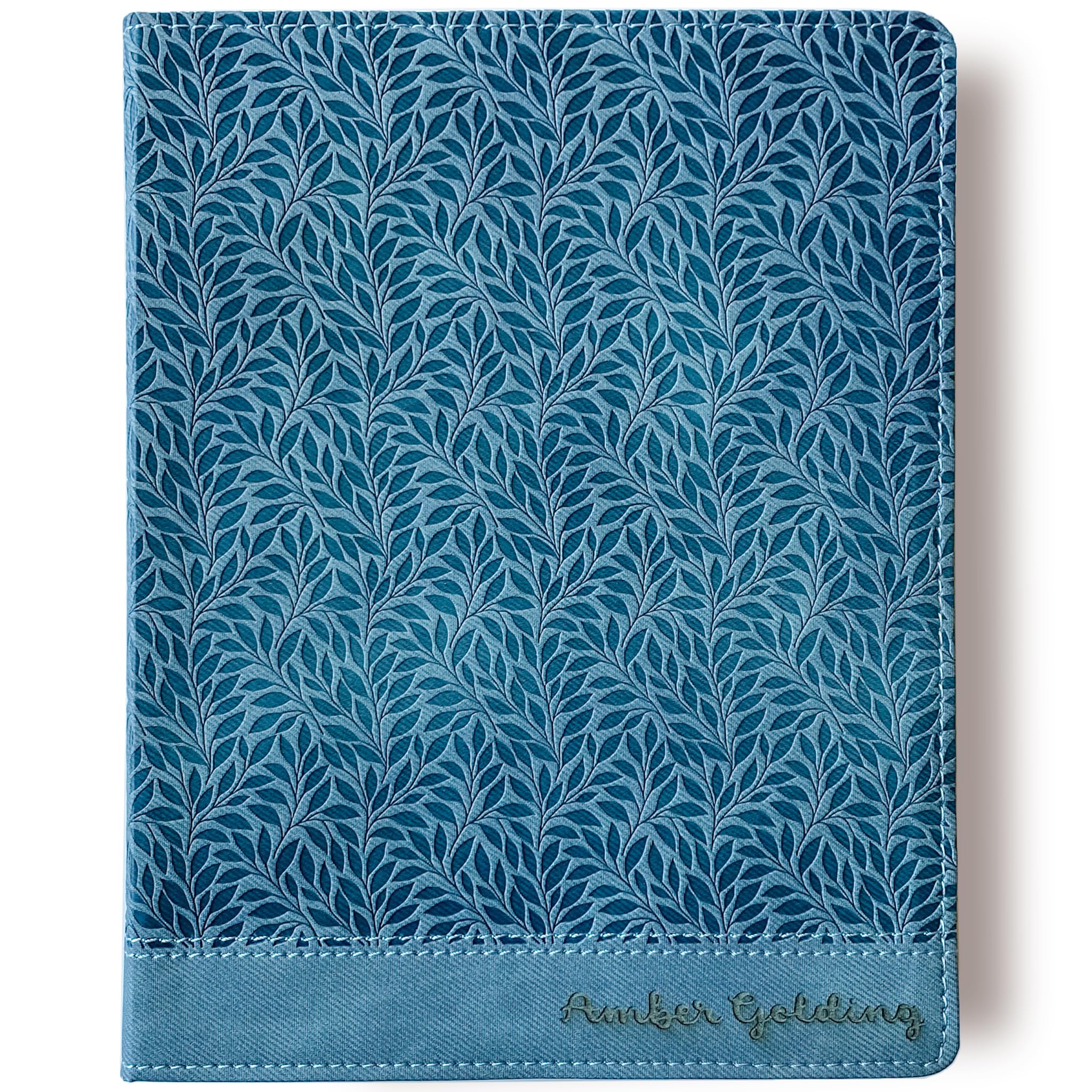 Personalized NIV Journaling Large Print Bible - Teal with Leafy Texture Cover, Custom Hand-Lettering Name Option | Perfect for Bible Study, Gift Giving & Spiritual Reflection