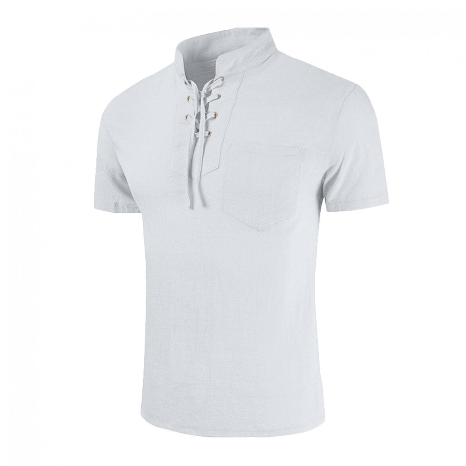 Men's Short Sleeve Henley Shirts - Novelty Design Regular Fit Dress Shirts with Lace Up Detail | Lightweight Comfortable Undershirts for Casual Wear, Layering & Everyday Outfits