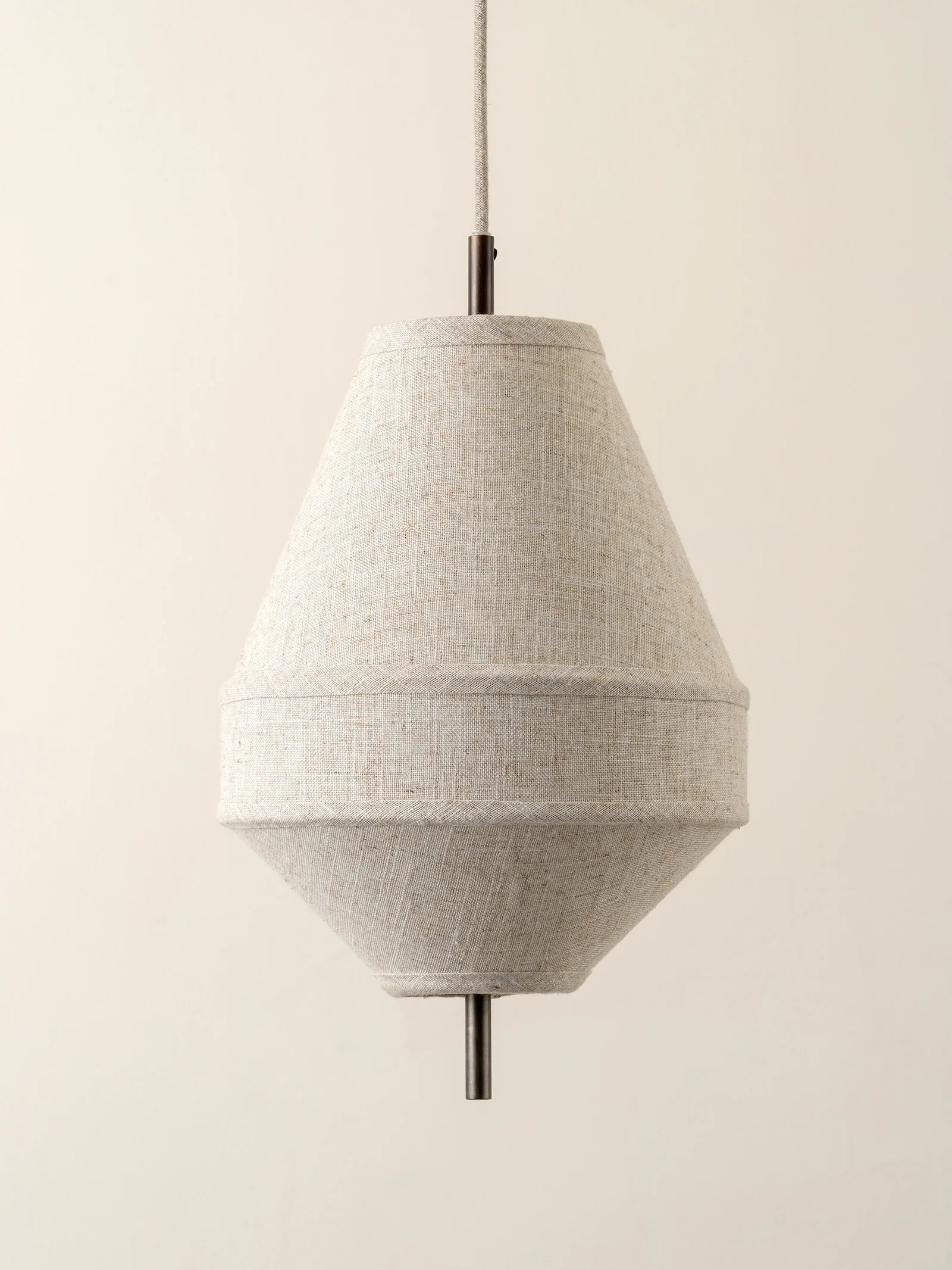 Solara Small Aged Brass and Layered Natural Linen Pendant Light - Vintage Industrial Ceiling Fixture for Dining Room, Kitchen, or Bedroom Lighting