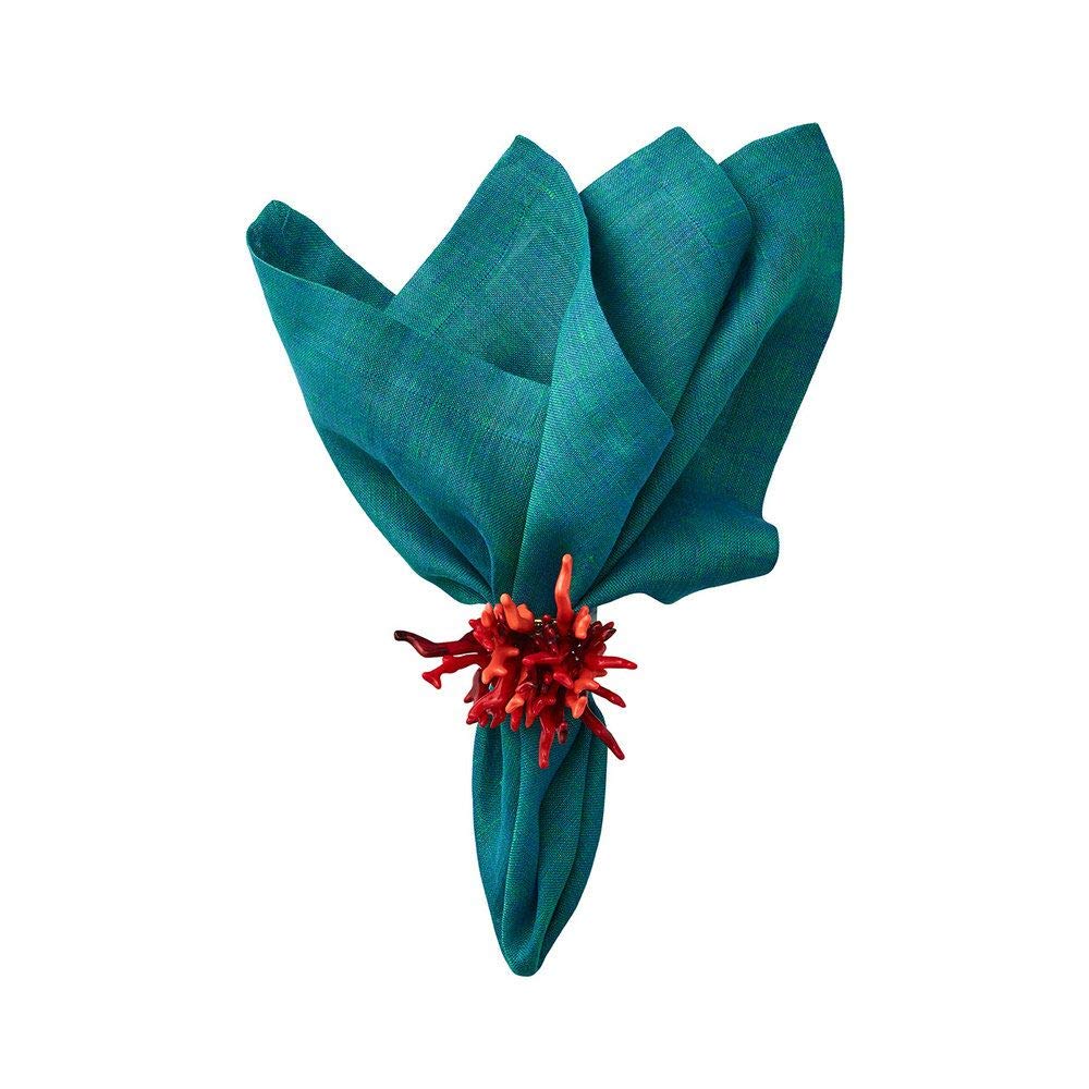 Kim Seybert Amalfi Coral Napkin Rings - Set of 4 Elegant Tableware Accessories for Wedding, Dinner Party & Holiday Decor