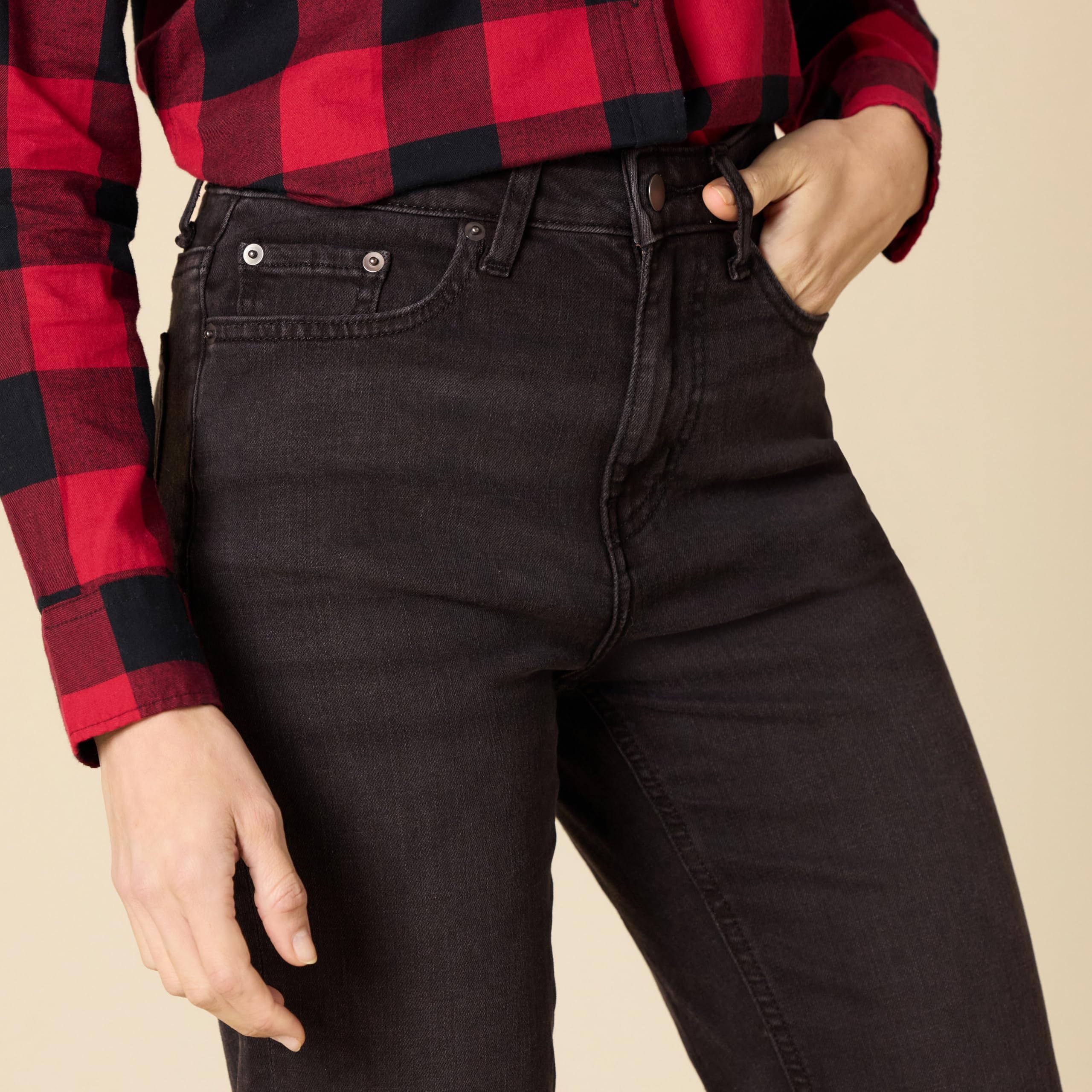 Amazon Essentials Women's High-Rise Straight Leg Jeans - Comfortable Stretch Denim Pants for Casual Wear, Work & Everyday Outfits