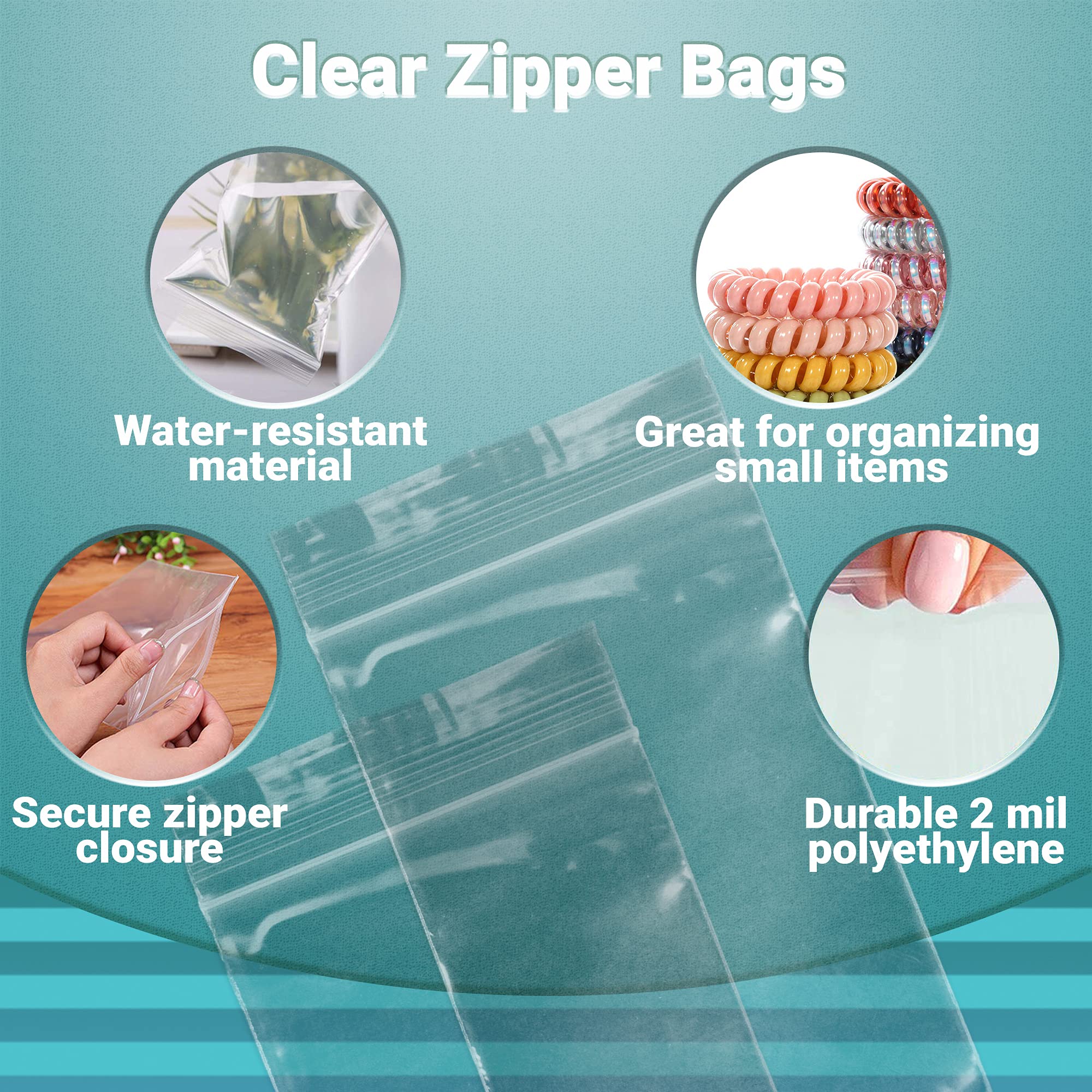 1000 Pack 2x3 Inches Clear Reclosable Zipper Bags - 2 Mil Waterproof Plastic Jewelry Storage Bags with Secure Zipper Closure | Perfect for Jewelry, Crafts, Beads, Small Parts & Industrial Use
