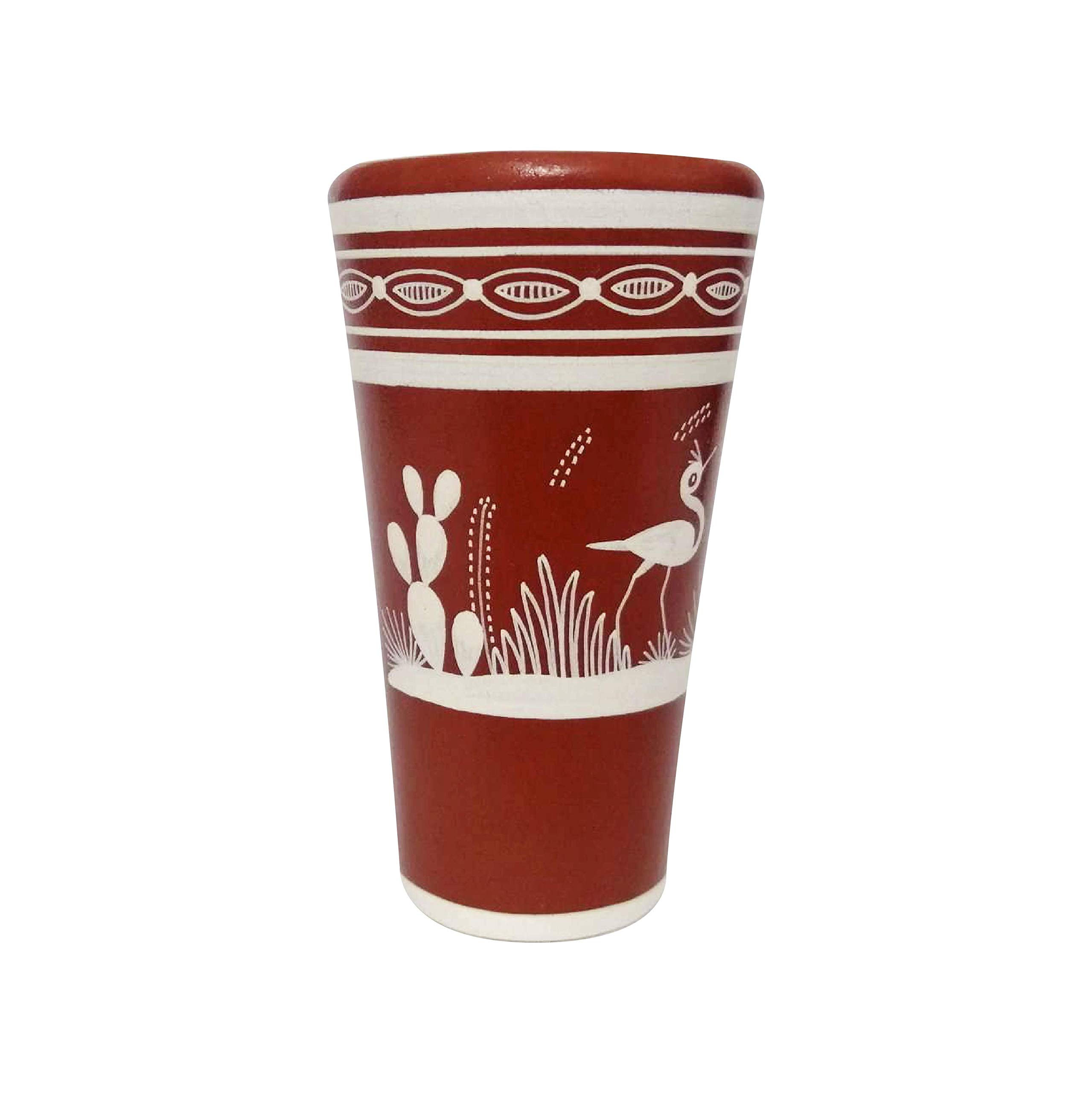 Handcrafted Set of 7 Tequila Shot Glasses - Clay & Glass Mexican Style Barware for Parties, Weddings & Home Decor