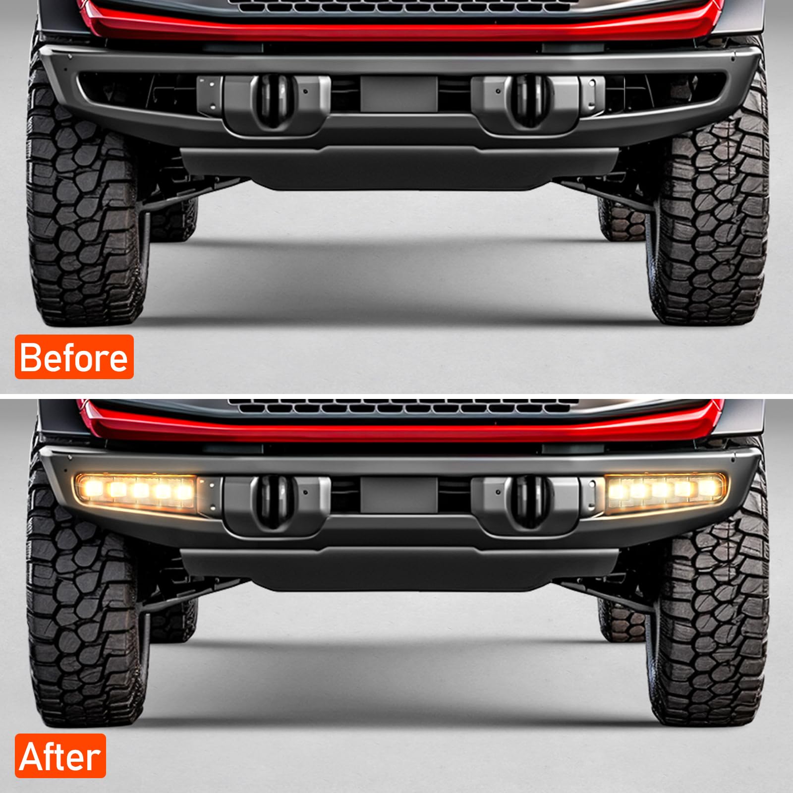 LEPZ LED Fog Lights Kit for Ford Bronco 2021-2023 (2/4 Door) - Amber/Clear Modular Bumper Fog Lights with Dual Function & DRL | Off-Road Lighting, Night Driving & Enhanced Visibility Accessories