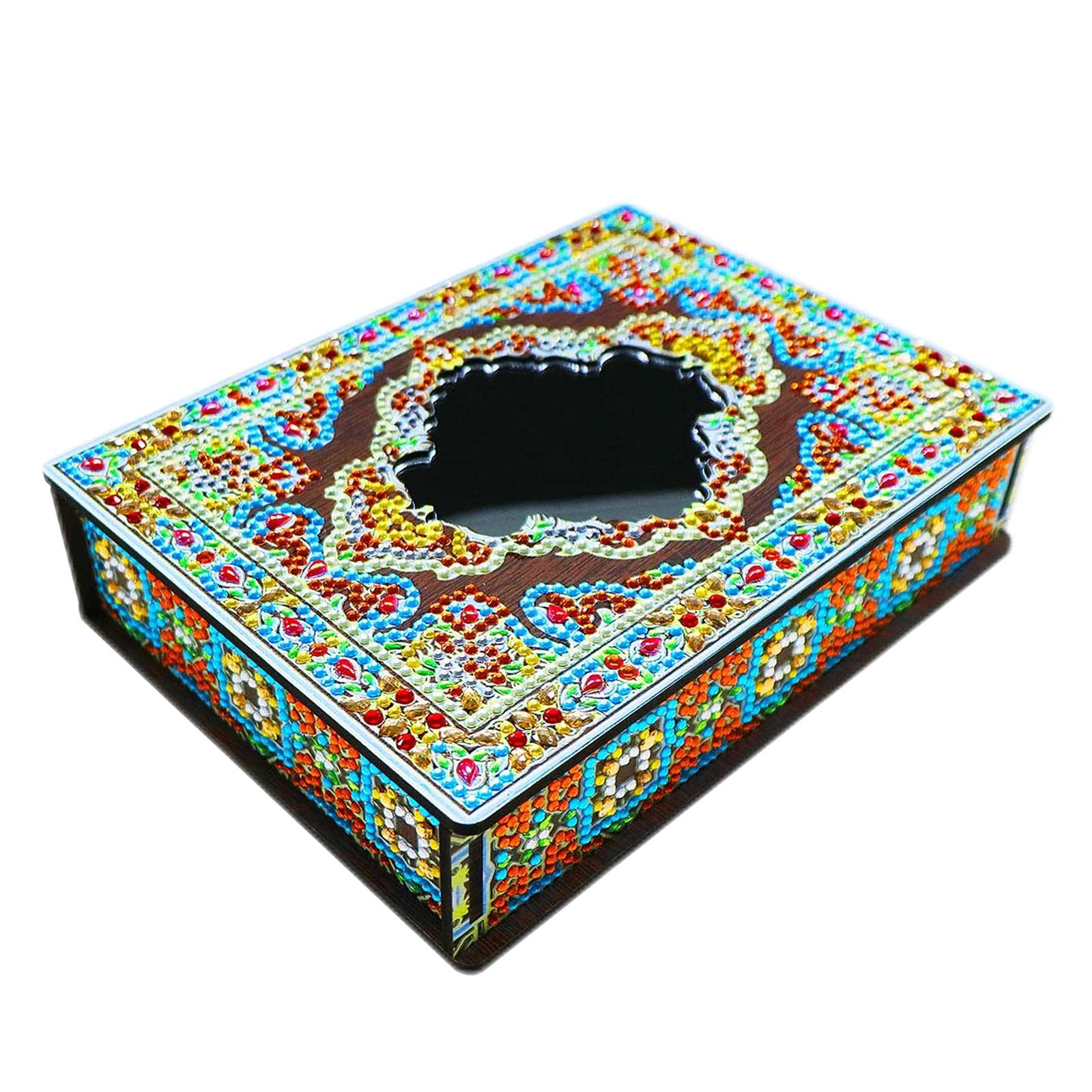 YIJU DIY Diamond Painting Jewelry Box - Wooden Storage Box with Creative Mosaic Art Kit, Handmade Trinket Box for Necklaces & Rings - Perfect for Home Decor, Gift Giving & Craft Enthusiasts