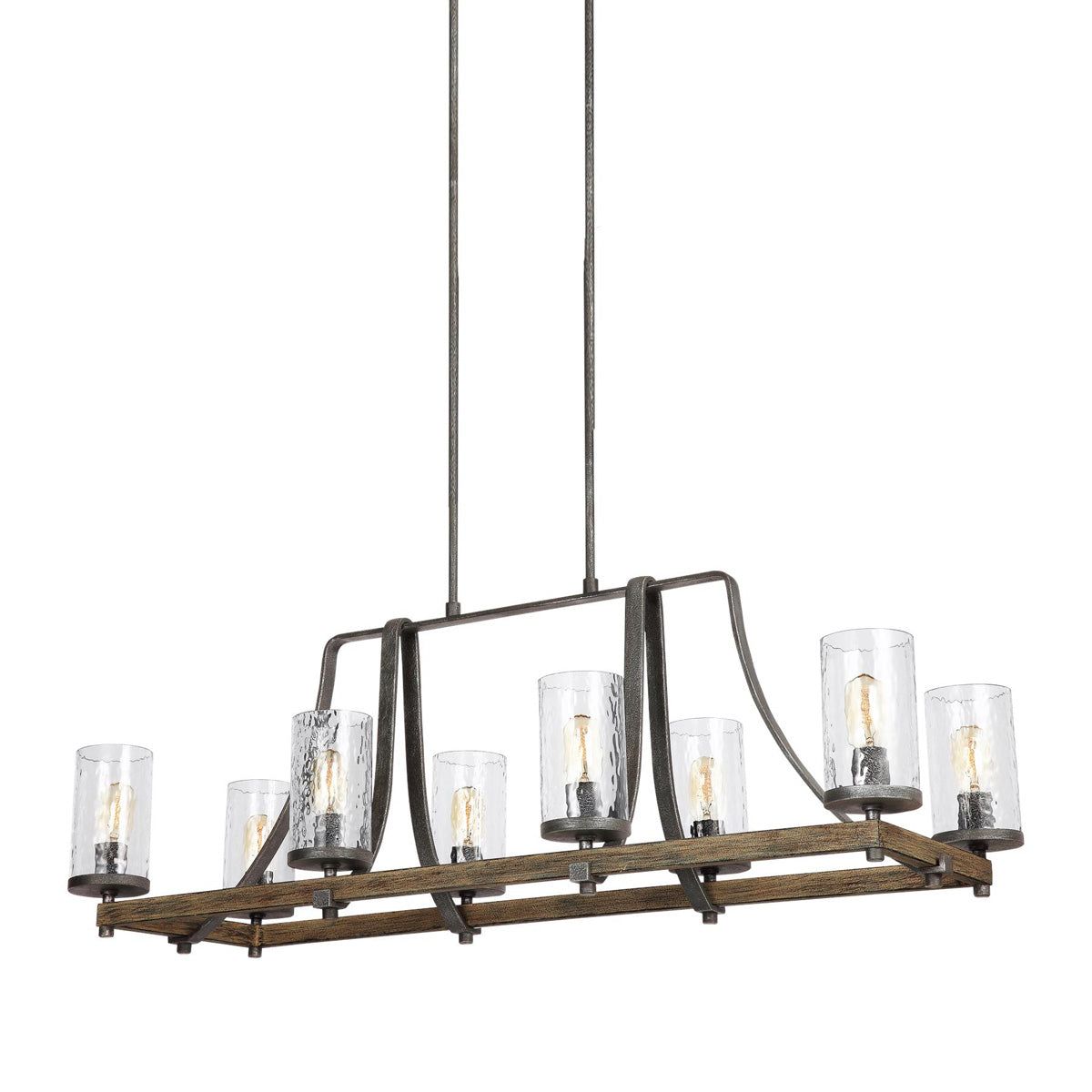 Adair 8-Light Modern Linear Chandelier - Sleek Crystal Glass Pendant Lighting Fixture for Dining Room, Kitchen Island & Living Room Decor