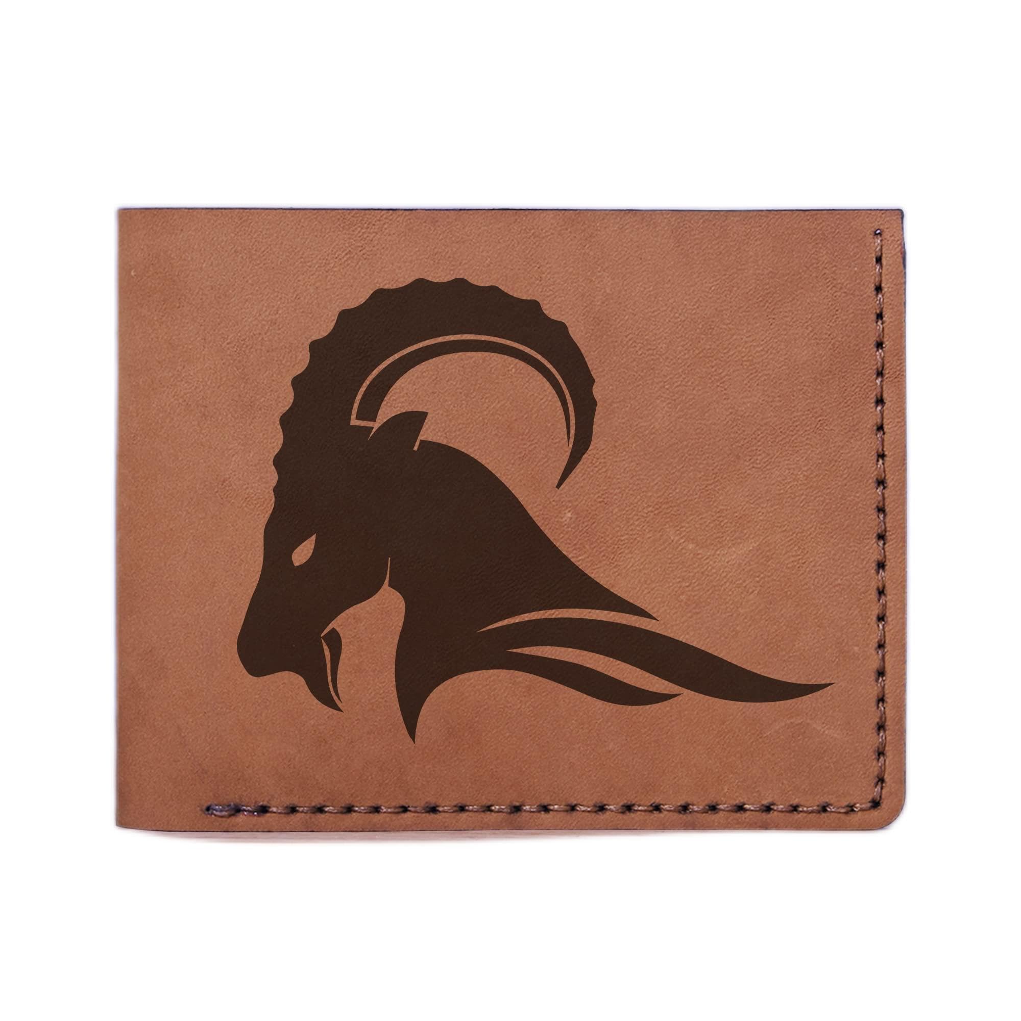 Genuine Goat Leather Wallet for Men - Handmade Abstract Design Pull-Up Style - Perfect for Everyday Use, Travel & Gifting