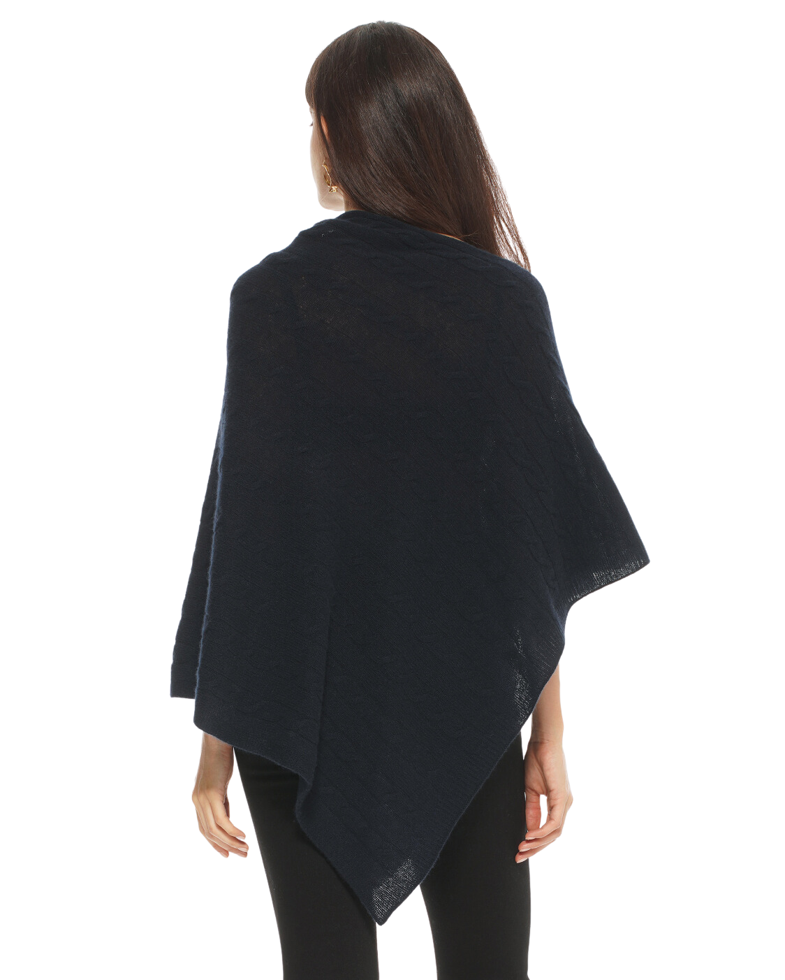 Luxury Women's Pure Cashmere Cable Knit Poncho - Soft Winter Shawl Wrap - Elegant Milk White Color for Office, Travel & Casual Outfits