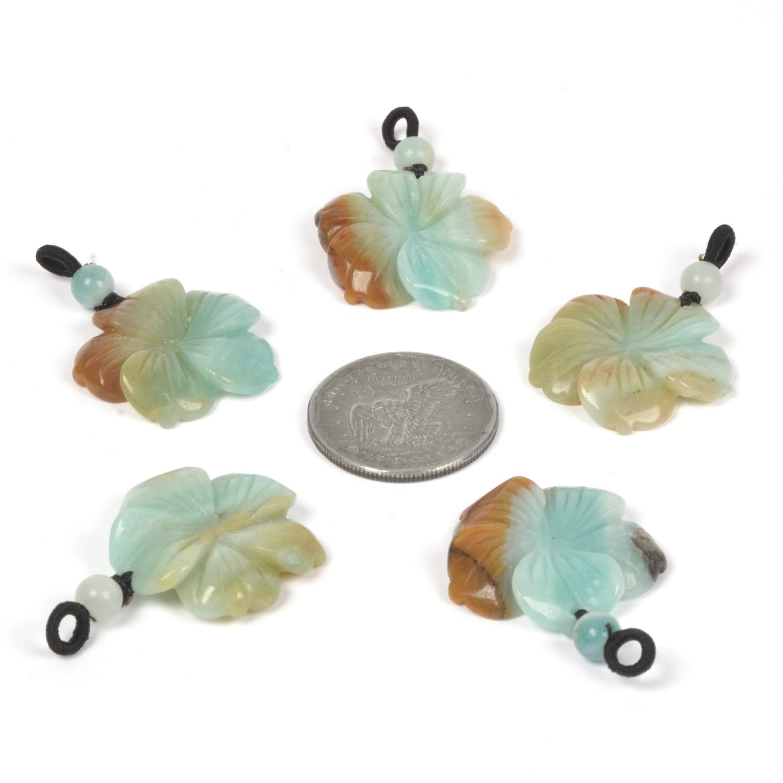 Hand Carved Healing Crystal Gemstone Hawaiian Flower Pendant with Wax Rope Necklace - 22 Inch Natural Stone Jewelry for Meditation, Yoga & Spiritual Healing
