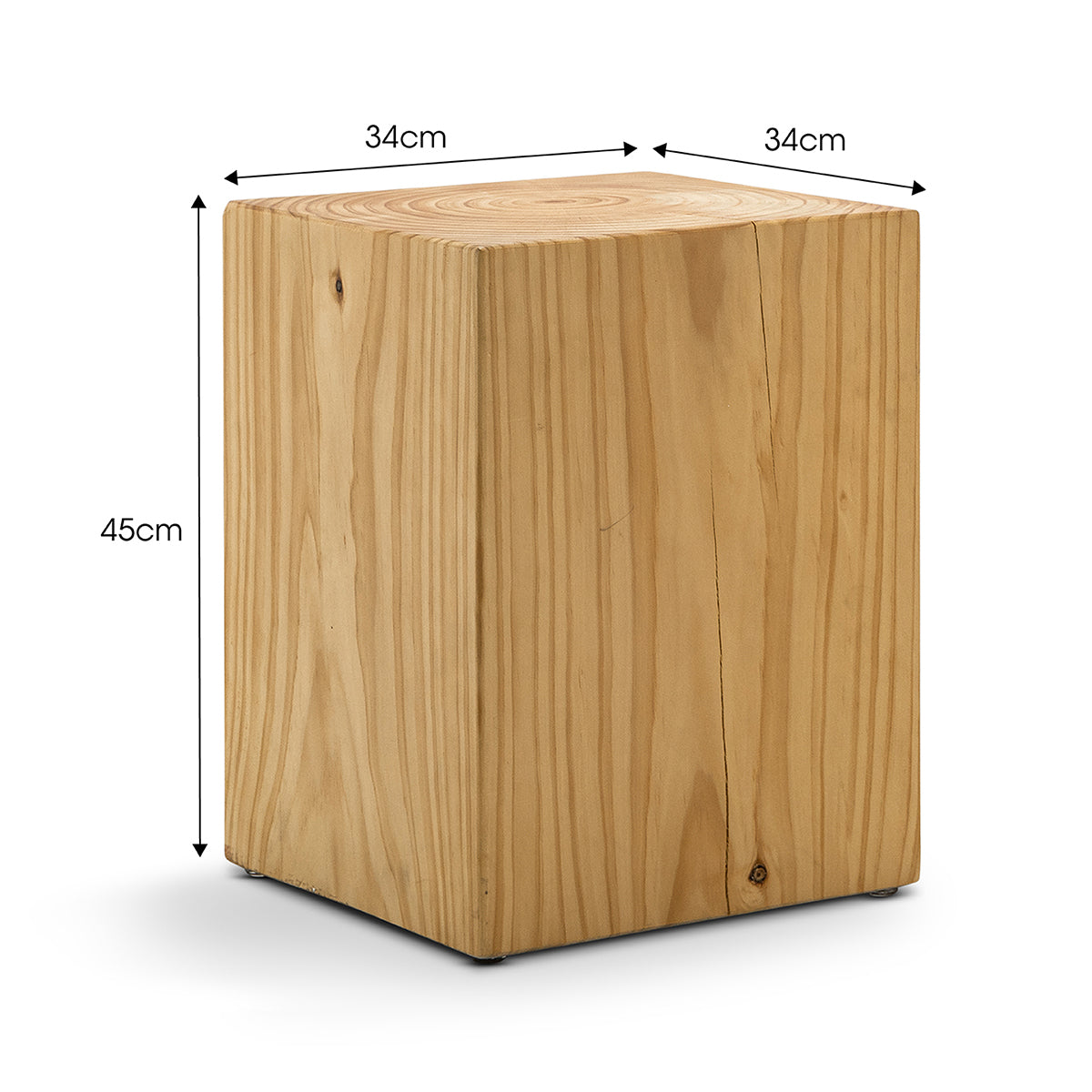 Chase Square Stump Stool - Rustic Wooden Side Table, Stool & Footrest - Perfect for Living Room, Bedroom, Patio & Outdoor Use