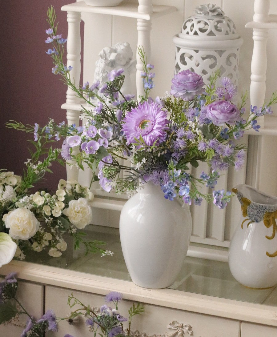 Real Touch Artificial Purple Flowers - Large Romantic Floral Arrangement for Home Decor, Spring Table Centerpiece | Perfect for Living Room, Wedding, Party & Office Decoration