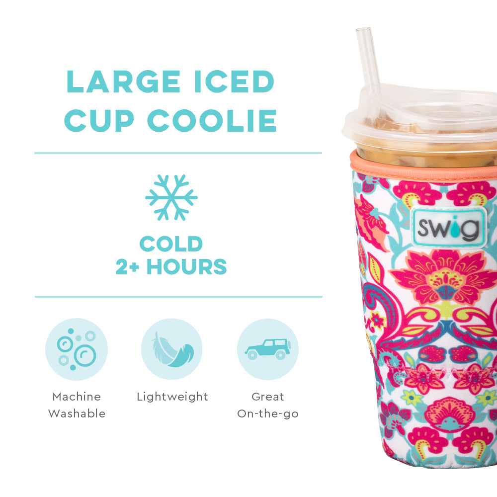Flourish Large Iced Cup Coolie - Insulated Beverage Sleeve for 30oz Tumblers, Coffee & Smoothie Cups - Perfect for Summer Drinks, Beach Parties & Outdoor Activities