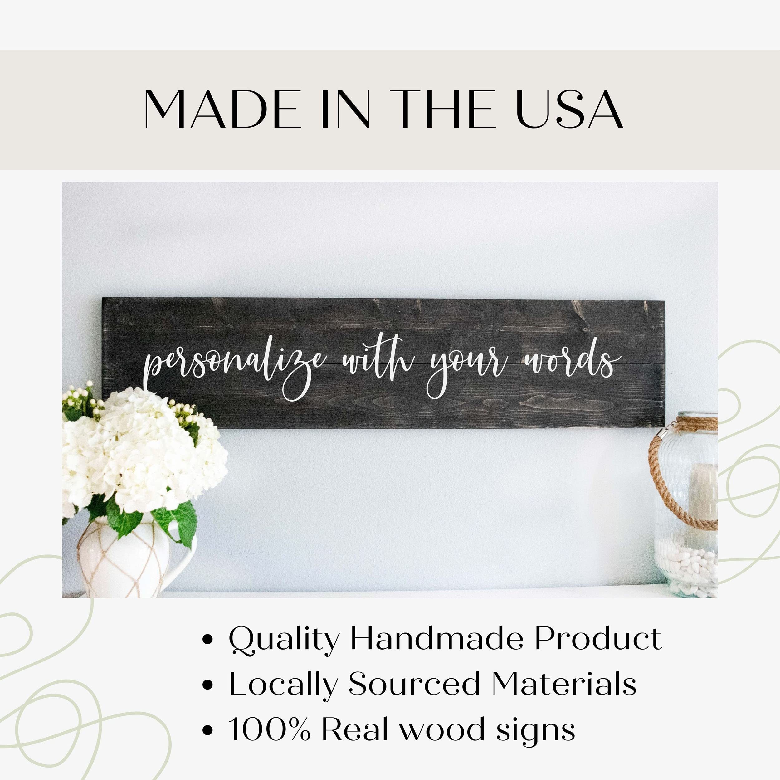 Custom Wooden Wall Sign with Personalized Text - Rustic Farmhouse Home Decor - Framed Quote Sign for Living Room, Bedroom & Office Decor