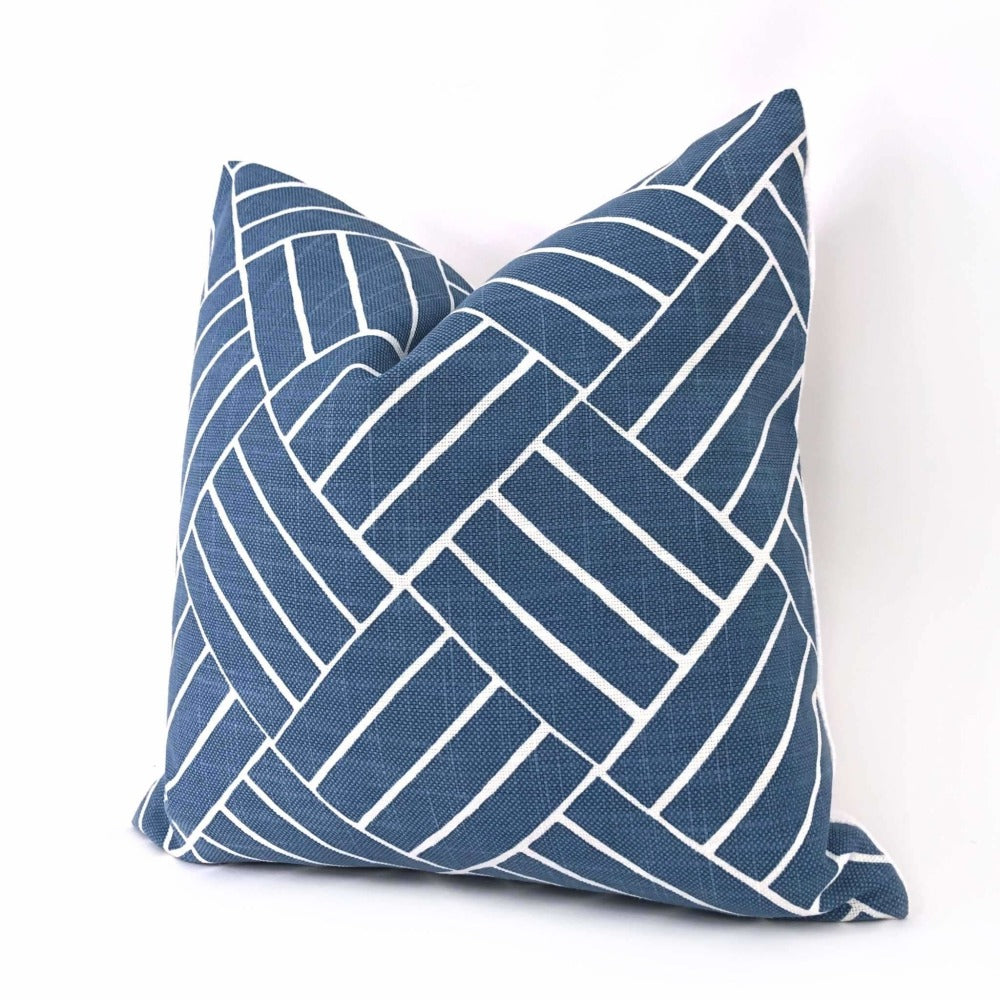 Lulu DK Aurelian Ocean Blue White Geometric Pillow Cover - Modern Home Decor for Living Room, Bedroom & Sofa - Stylish Throw Pillow Case for Cozy Comfort