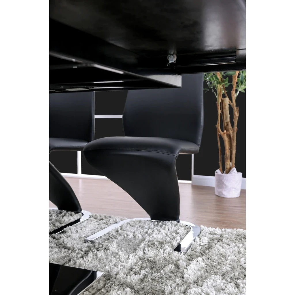 Modern Z-Shaped Chair Base - 2 Pack Black Leatherette Dining Chairs with Chrome Finish | Contemporary Side Chairs for Dining Room, Kitchen, Office or Lounge