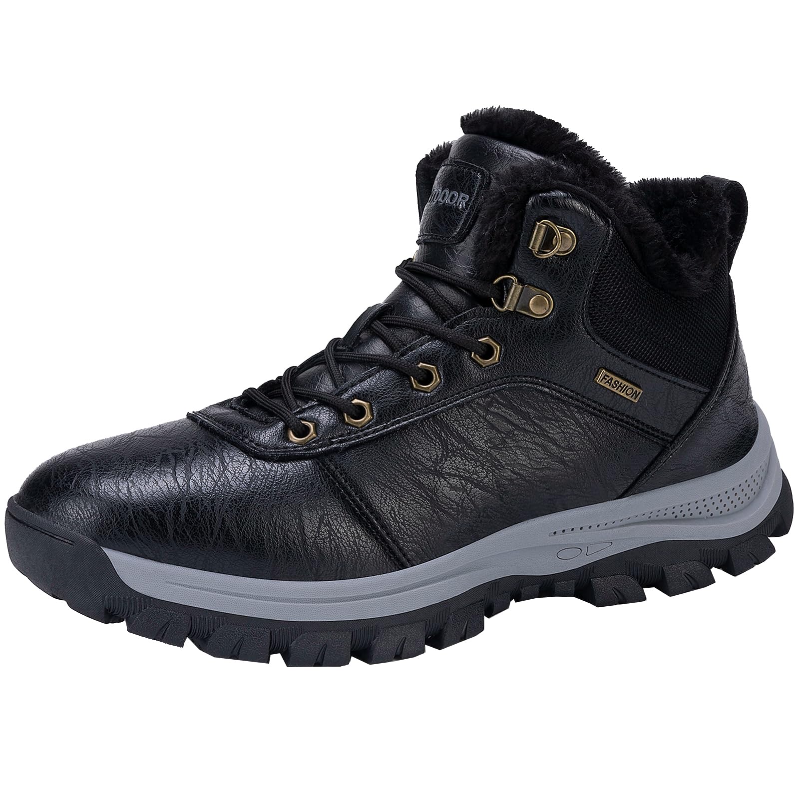 CHICMARK Men's Winter Outdoor Boots with Faux Fur Lining - Waterproof Snow & Hiking Shoes for Men, Non-Slip Trekking Boots for Cold Weather - Perfect for Snowy Trails, Mountain Climbing & Winter Adventures