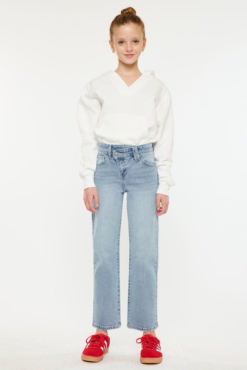 Sav High Rise Straight Kids Jeans - Comfortable & Stylish Denim Pants for Girls & Boys | Perfect for School, Play & Everyday Wear