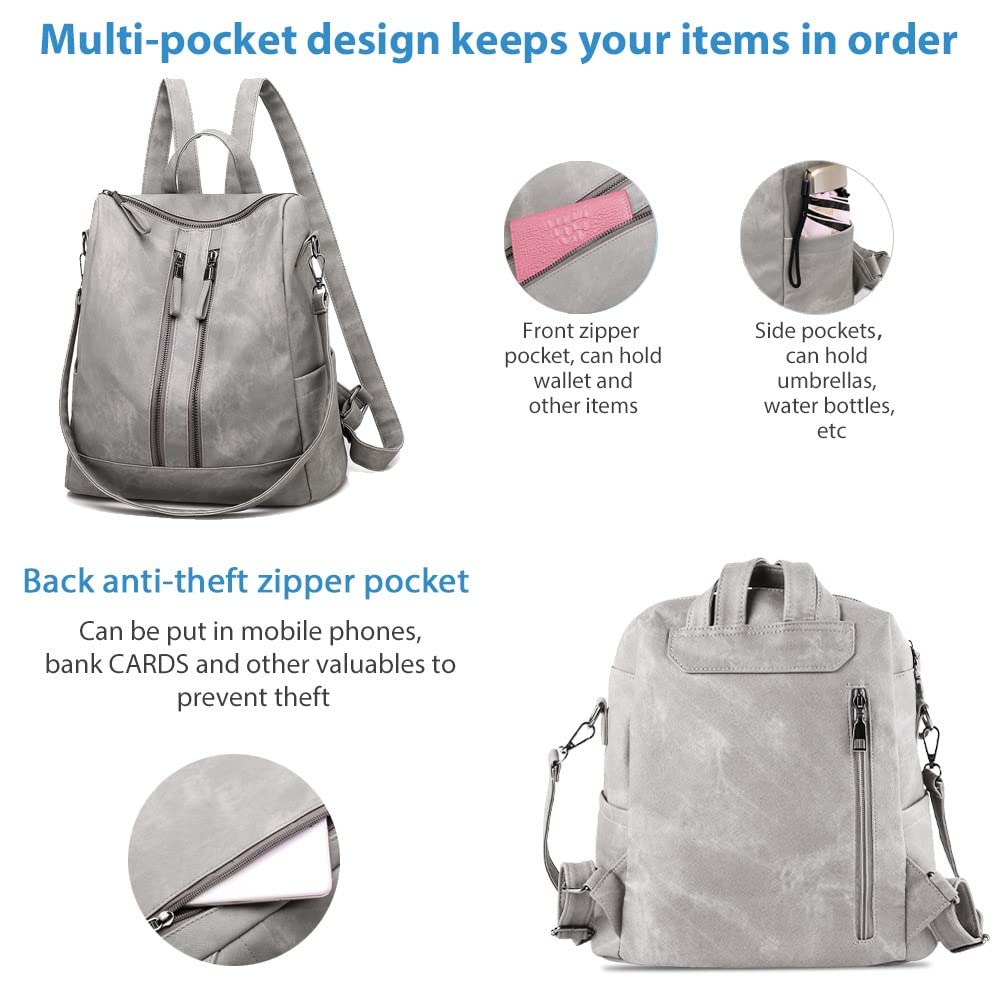 Stylish Women's Leather Backpack Purse - Small Waterproof Anti-Theft Shoulder Bag Handbag for Daily Commute, Travel & Shopping