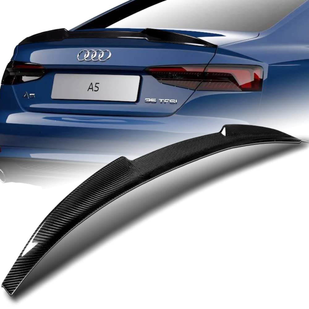 Carbon Fiber V-Style Lift Gate Trunk Spoiler Wing for 2017-2021 Audi A5/A5 Quattro/S5 Coupe (2DR) - Real Carbon Fiber Rear Trunk Lip Spoiler - Perfect for Car Enthusiasts & Performance Upgrades