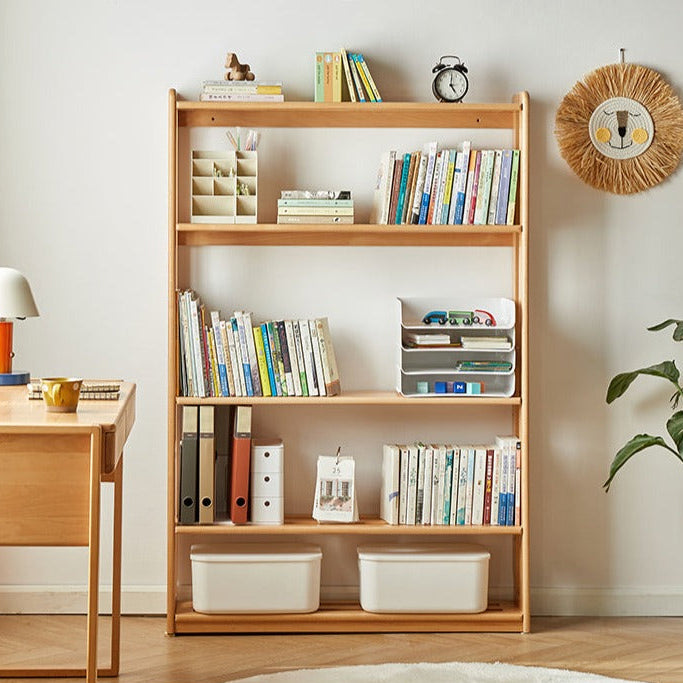 Solid Wood Floor-to-Ceiling Bookshelf - Beech & Oak Wooden Storage Shelf for Books, Toys, and Home Decor | Perfect for Living Room, Nursery, and Home Office Organization