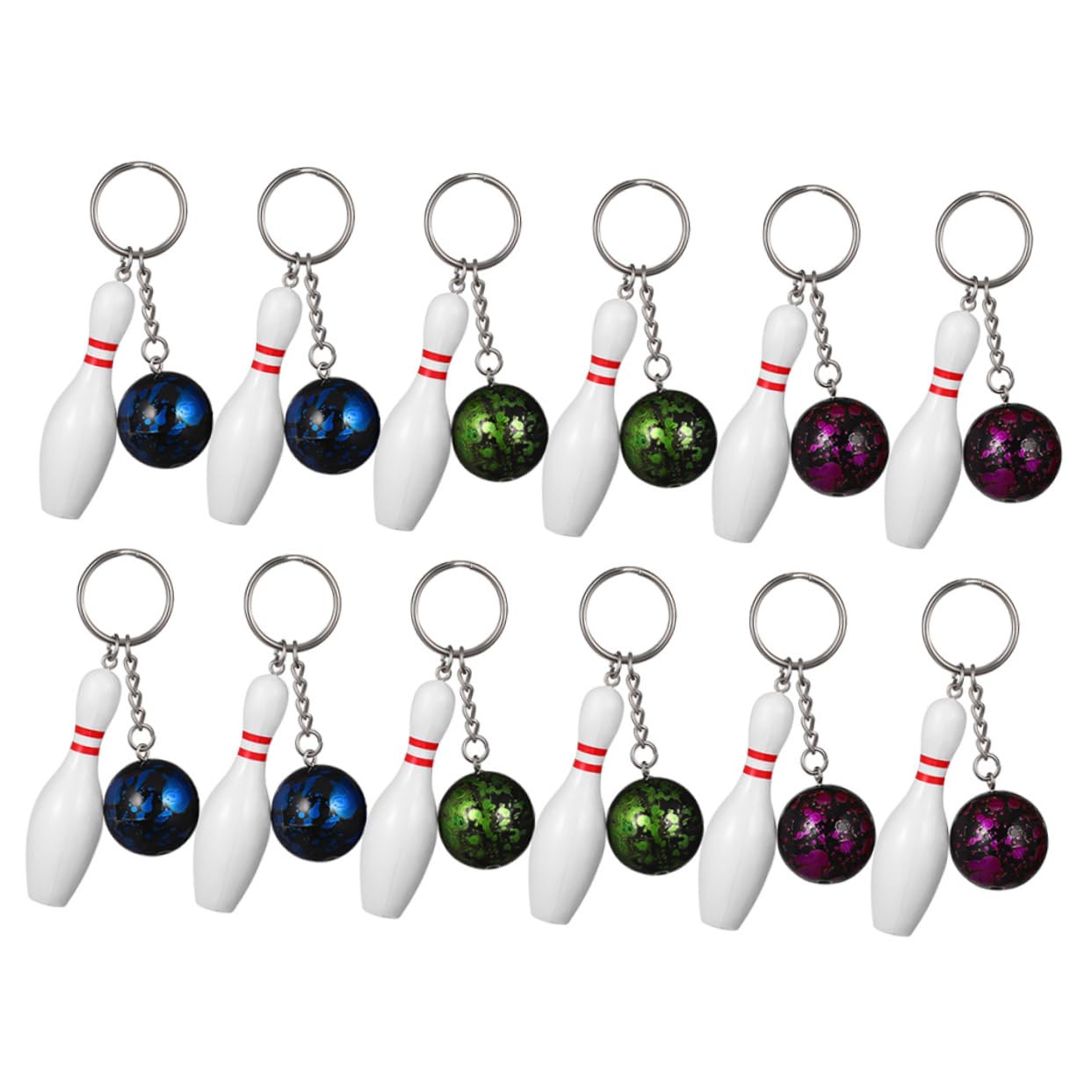 FOYTOKI 12pcs Mini Bowling Keychains - Sports Themed Party Favors, Adorable Bowling Pendants, Small Sports Keychains for Bowling Enthusiasts, Perfect for Party Gifts, Bag Charms, and Sports Events