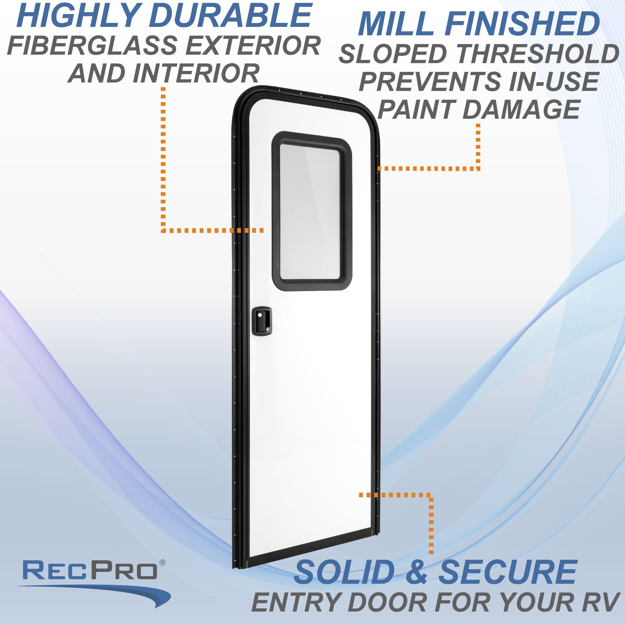 RecPro RV Rounded Entry Door with Screen & Lock | 26