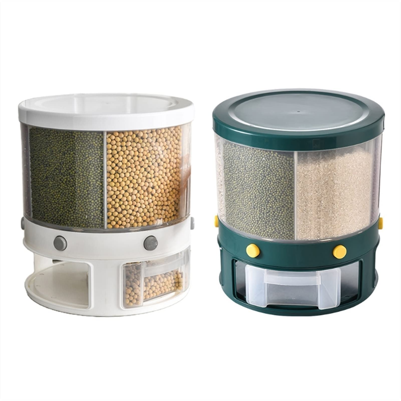 6-Grid Airtight Rice Storage Container - Kitchen Food Organizer for Bulk Cereals, Grains & Dry Goods - Moisture-Proof Rotating Canister (Color: A) - Perfect for Pantry, Kitchen & Meal Prep Organization