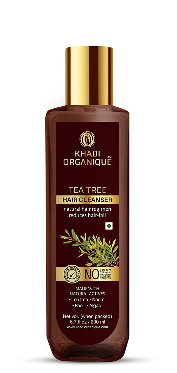 Khadi Organique Tea Tree Hair Shampoo for Hair Fall & Dandruff Control - Natural & Organic (Pack of 2) - Perfect for Daily Scalp Care & Healthy Hair Growth