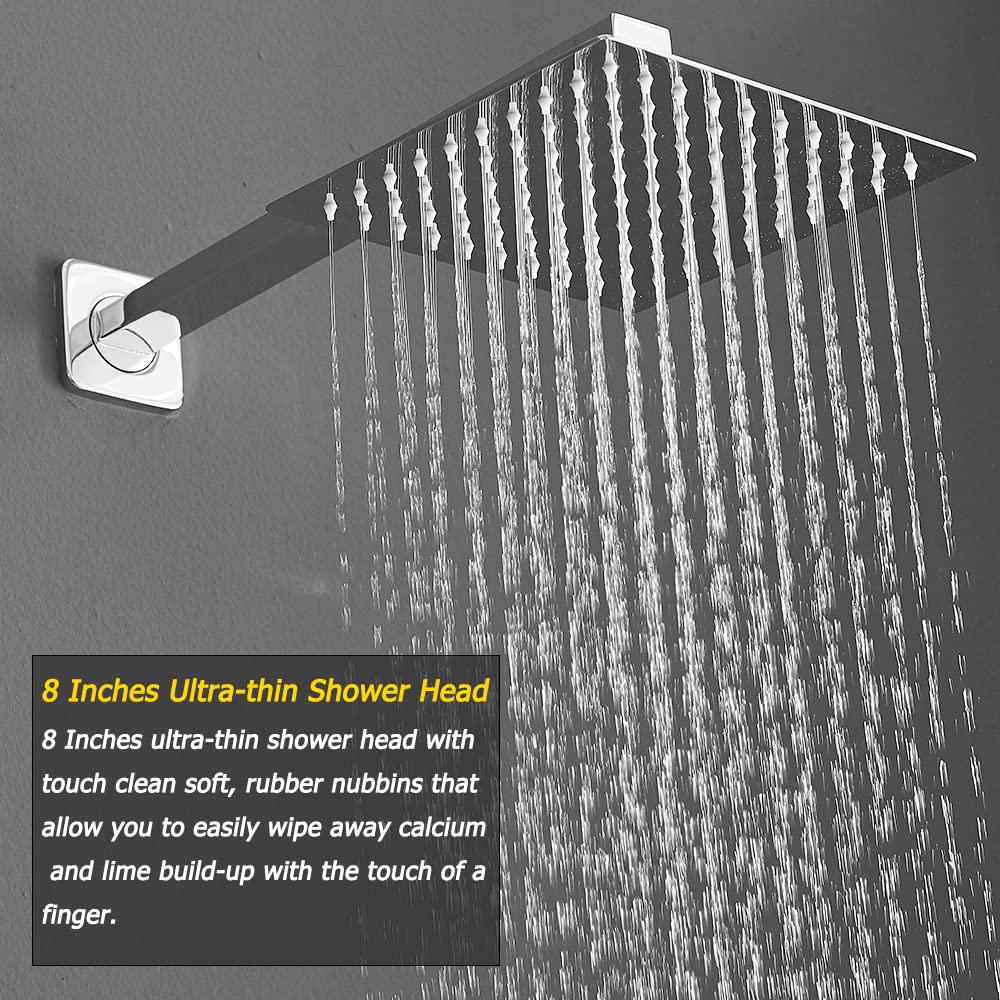 **High Pressure Rainfall Shower System - Wall Mounted Chrome Shower Set with Rainfall Shower Head, Handheld Shower & Faucet Trim (Valve Included) - Perfect for Spa-Like Bathroom Upgrades & Modern Home Renovations**