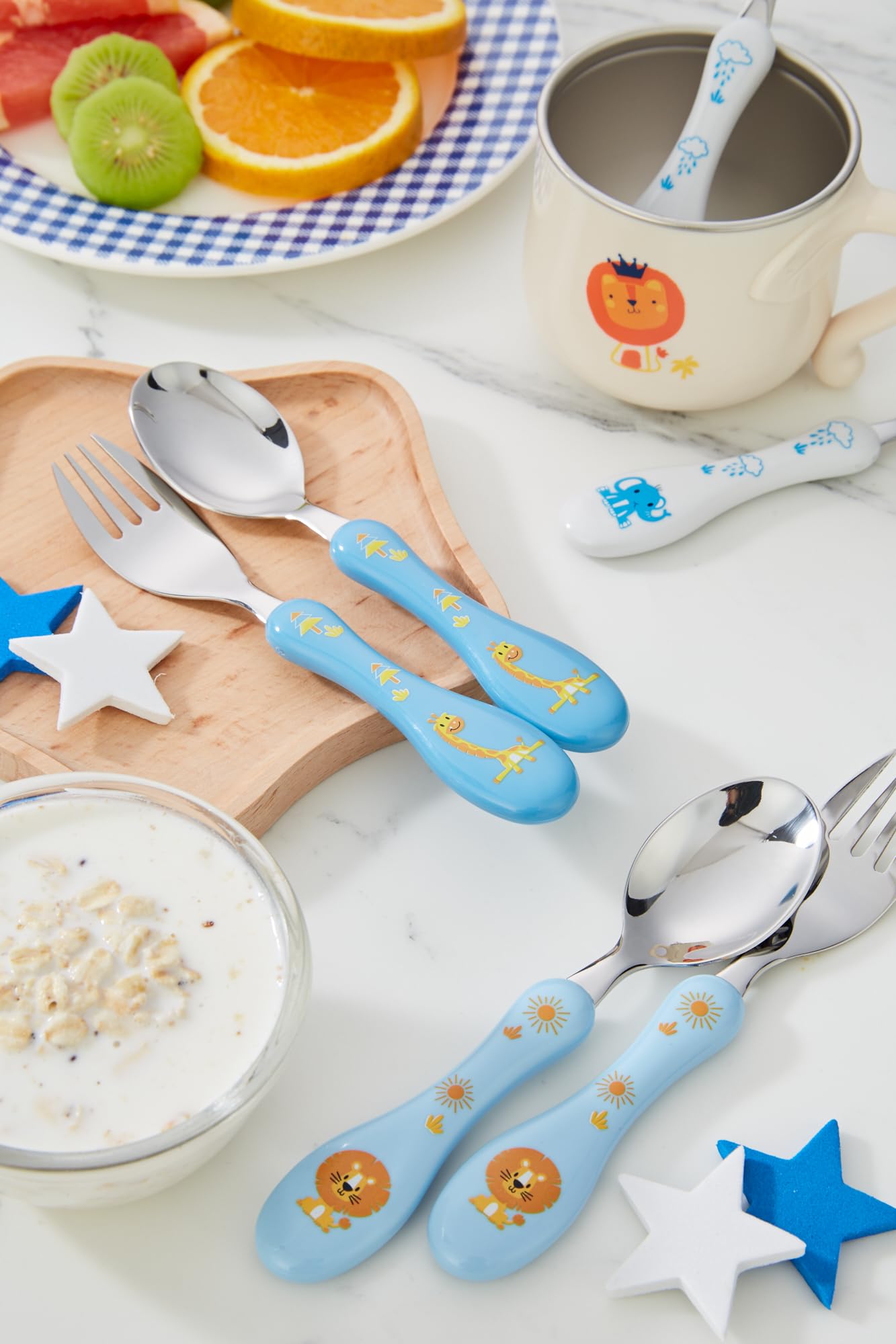 ANNOVA Kids Silverware 6-Piece Set - Stainless Steel Toddler Utensils with 3 Forks & 3 Spoons - BPA-Free, Knife-Free Safe Cutlery for Lunch Boxes & School Meals (Blue) - Perfect for Preschool, Daycare & Family Dining