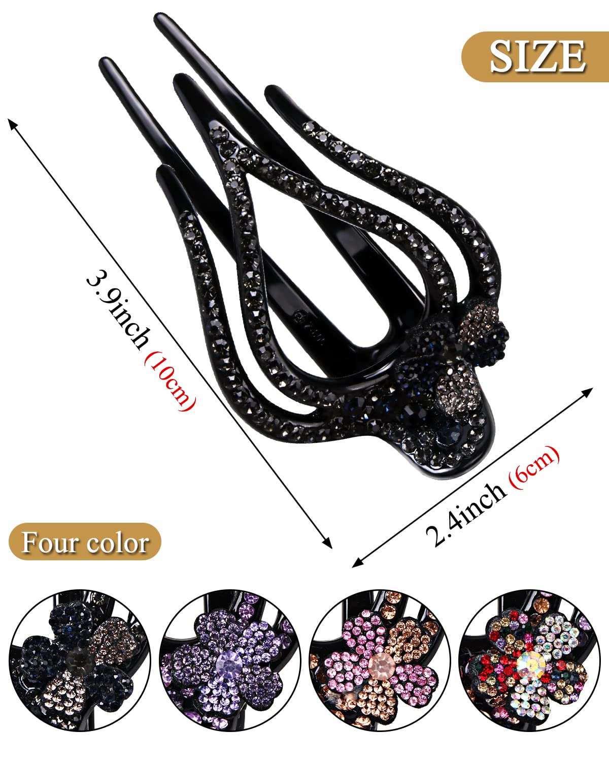 **Large Duckbill Hair Clips for Thick Hair – Rhinestone Ponytail Claw Clip for Women & Girls – Stylish Alligator Hair Pins for Thin Hair – Perfect for Work, Parties & Everyday Use**
