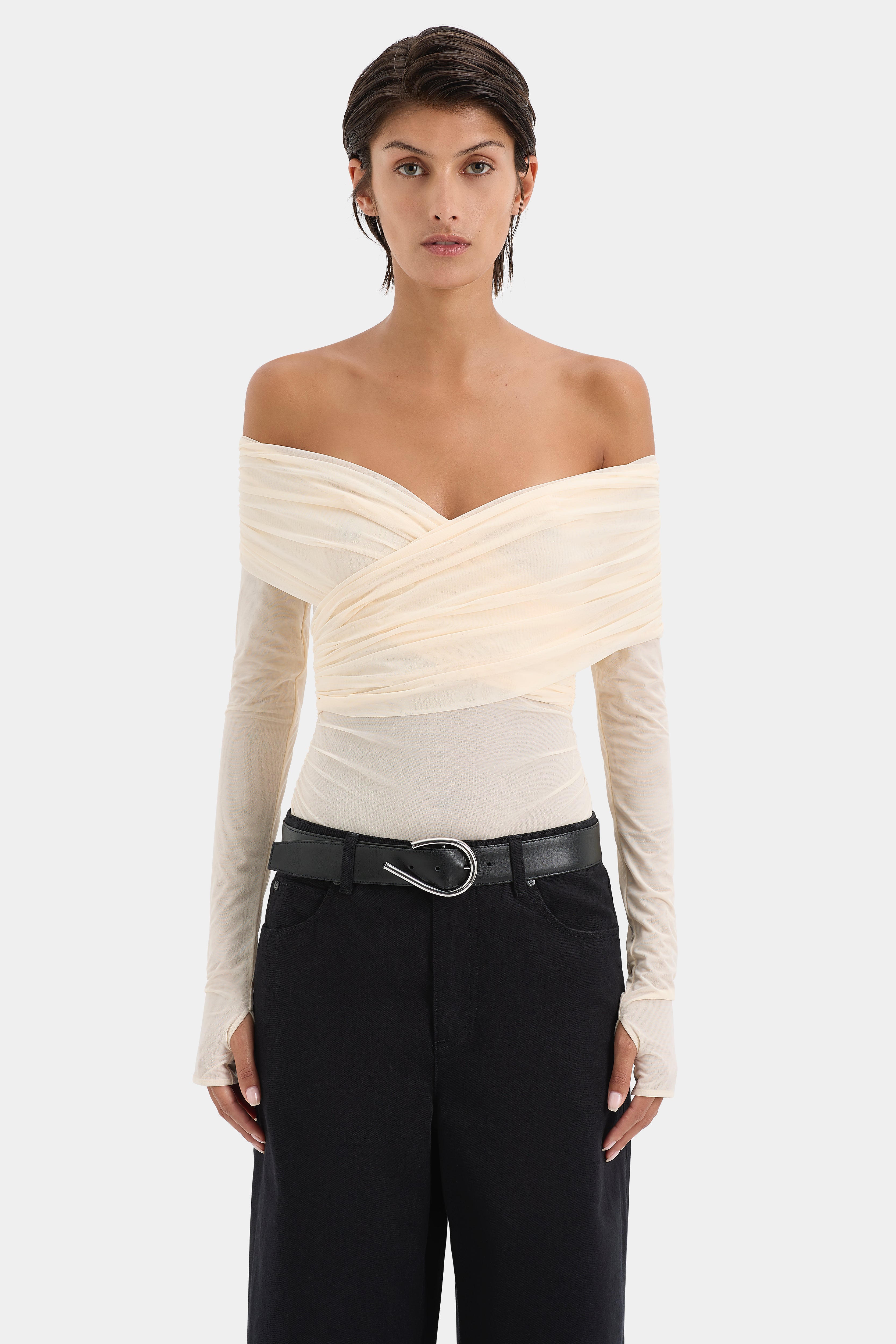Jacques Women's Gathered Long Sleeve Blouse - Elegant Casual Tops for Work, Date Night & Everyday Wear